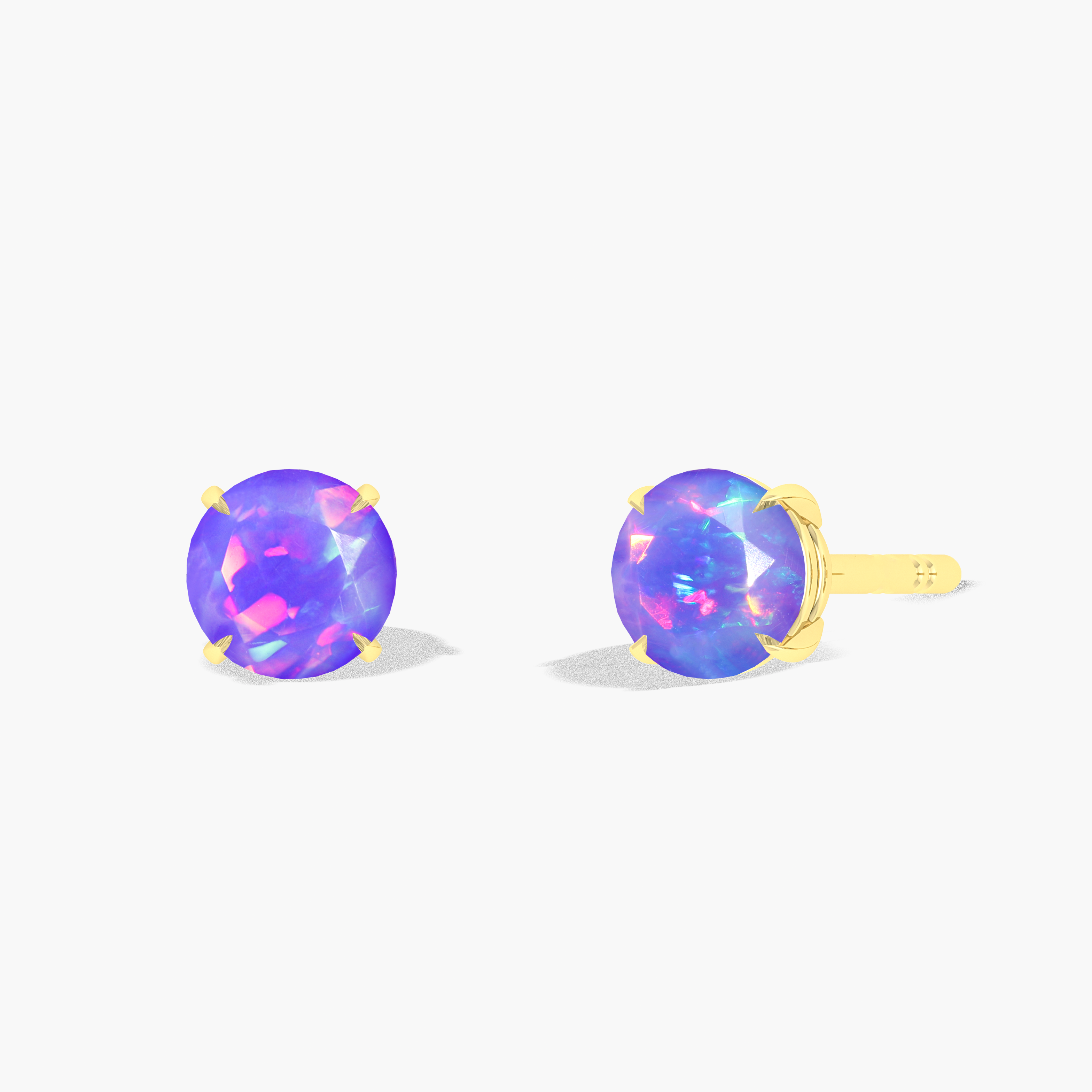 Lavender Opal Stud Earrings for Women - Round Gemstone Simple Stud Earrings - Perfect for Everyday Wear, Gifts & Special Occasions