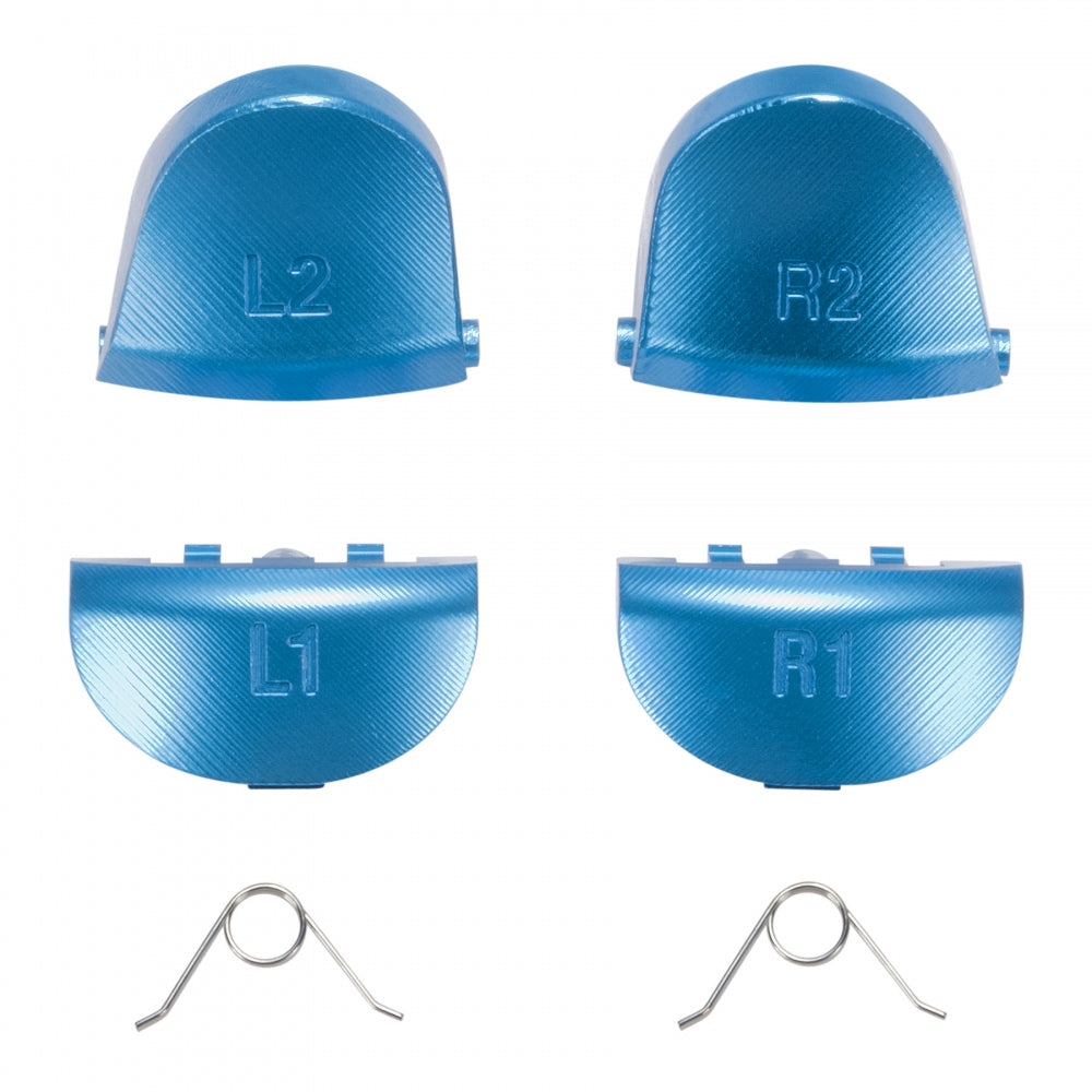 eXtremeRate Metal Blue Buttons & Triggers Kit for PS4 Controller - Custom R1 L1 R2 L2 Replacement Parts | Perfect for Gaming, Modding & Controller Repair