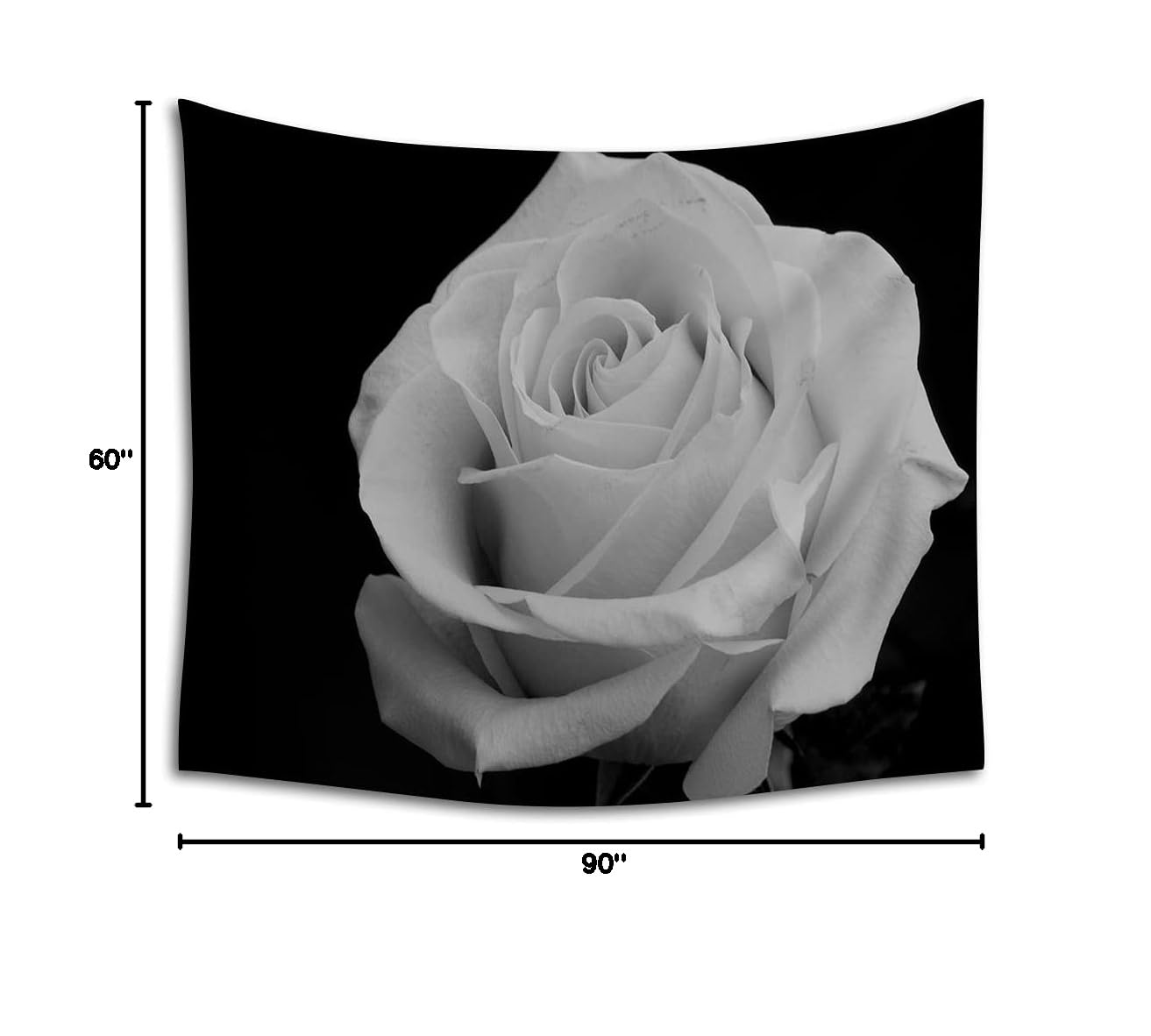 WONDERTIFY White Rose Floral Tapestry - Blooming Roses Wall Hanging Decor for Bedroom, Living Room, Dorm (90x60 Inches, Black) | Romantic Home Decor & Aesthetic Room Upgrade