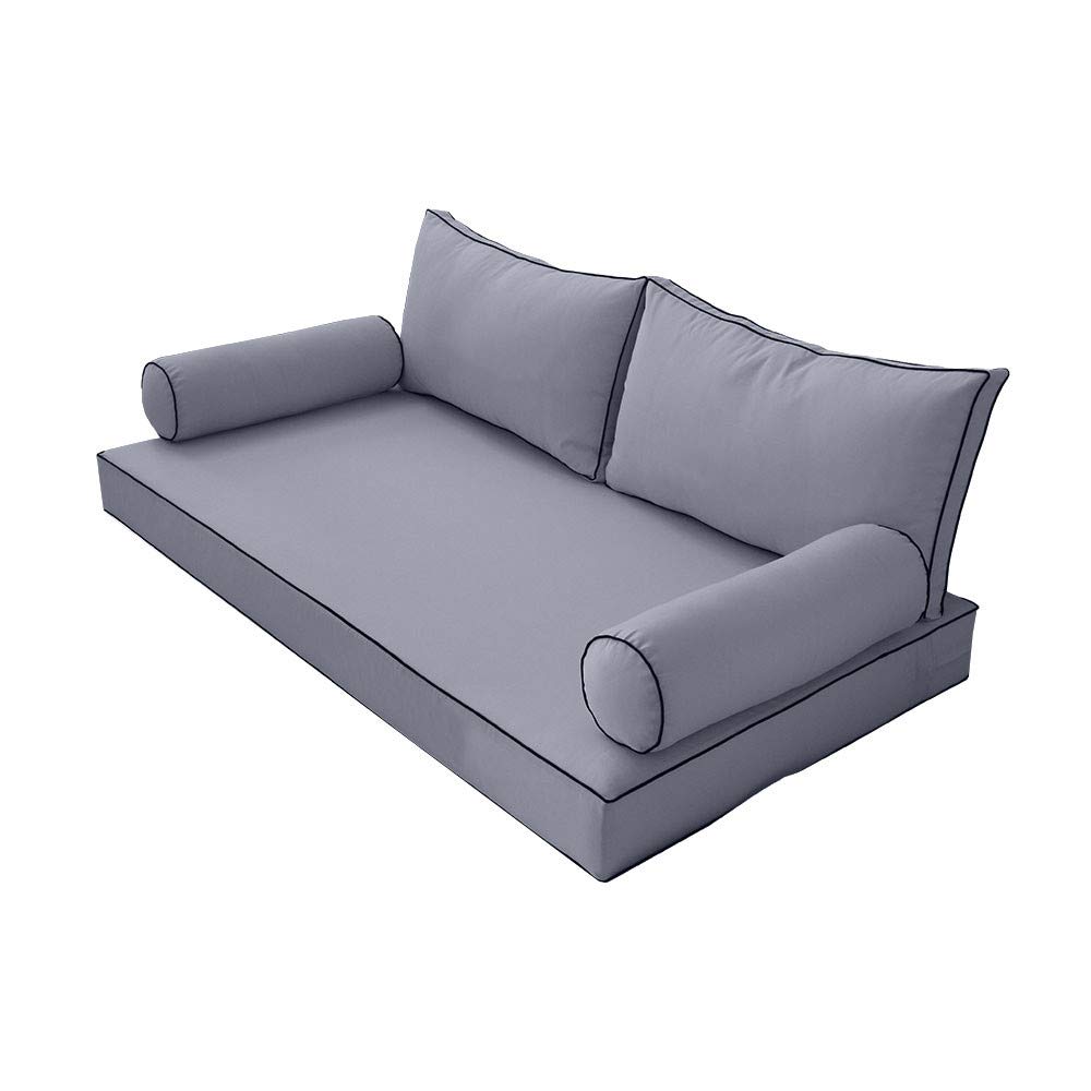 Prolinemax Outdoor Style 2 Twin-XL Daybed Mattress Cover with Contrast Trim - Fitted Bolster Pillow Sheet AD001 - Perfect for Patio Furniture, Sunroom Daybeds & Guest Room Decor