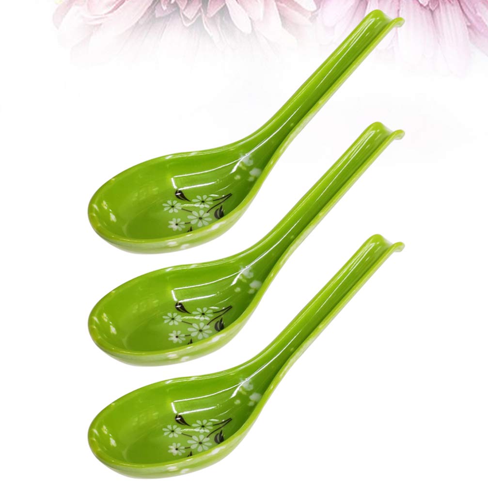 3-Piece Drop-Resistant Heat-Resistant Hook Spoon Set - Durable Soup Spoons, Imitation Ceramic Tableware for Kitchen & Dining - Perfect for Hot Soups, Stews, and Serving Dishes