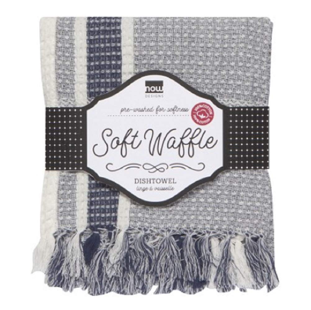 NOW DESIGNS Midnight Heirloom Waffle Tea Towel - Premium Absorbent Kitchen Towel for Dishes, Hands & Countertops - Elegant Waffle Weave Design for Modern & Farmhouse Kitchens