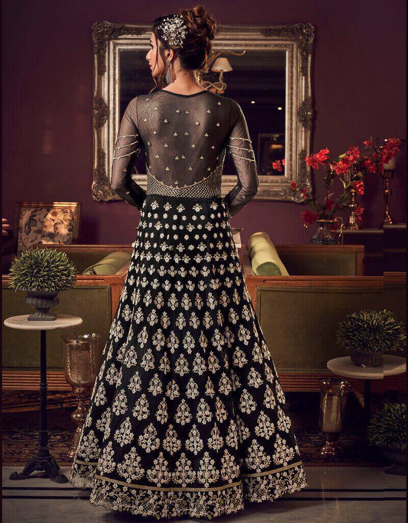 Premium Black Net Chudidar Anarkali Suit - Elegant Indian Party Wear for Women, Festive Occasions & Wedding Guest Outfits