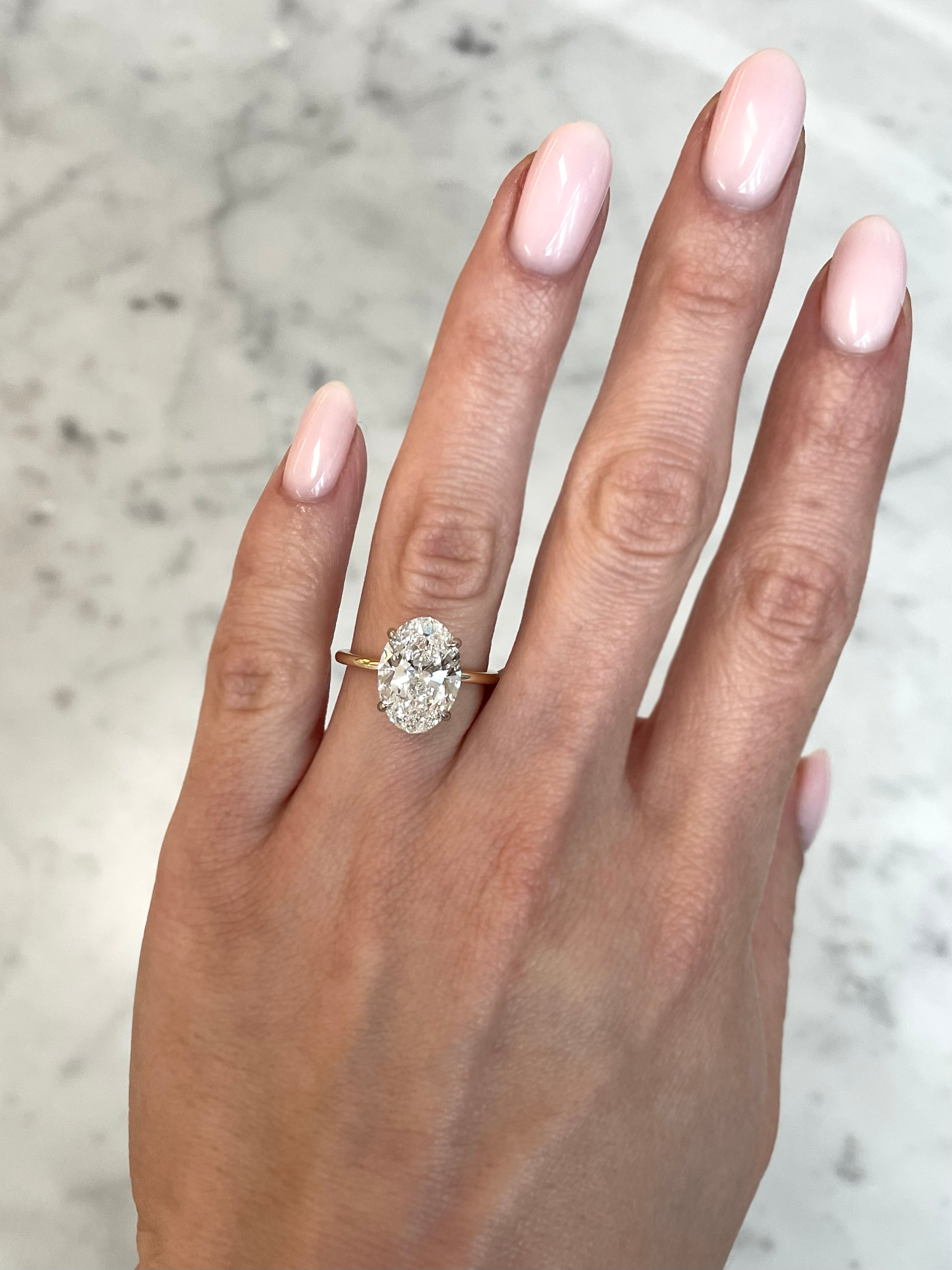 4.06 Carat Lab Grown Oval Diamond Whisper Thin® Hidden Halo Engagement Ring - Perfect for Proposals, Anniversaries & Special Occasions