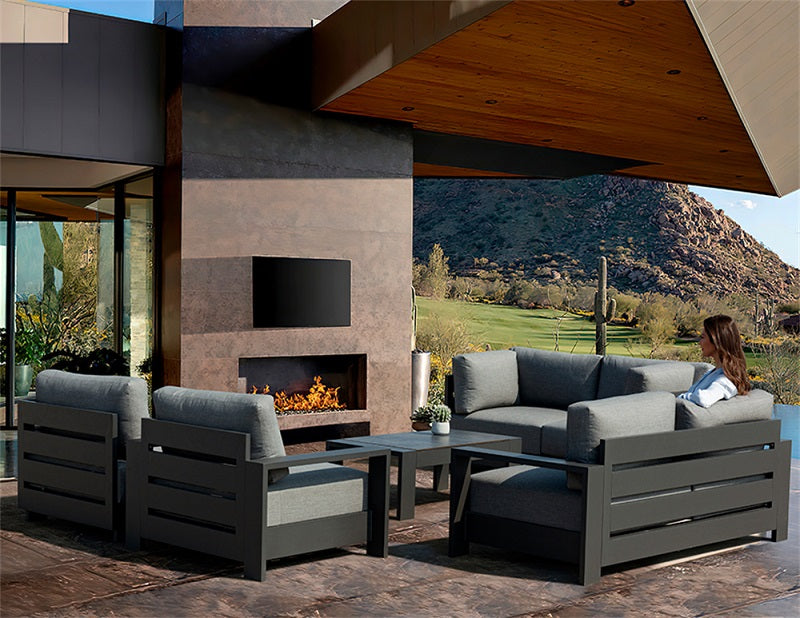 Luxury Couture Jardin Sky Outdoor Two-Seat Chair - Weather-Resistant Patio Furniture for Garden, Poolside & Backyard Relaxation