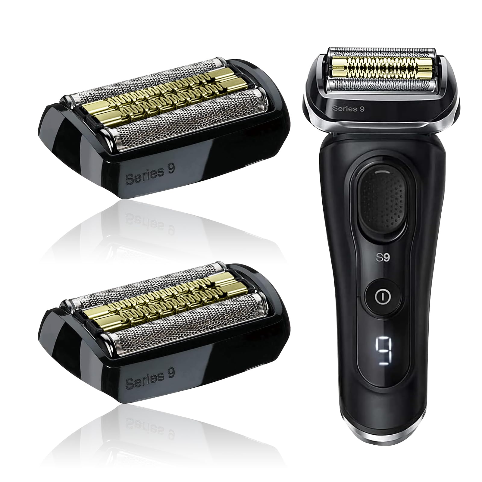 2 Pack Braun Series 9 Pro & Series 9 Replacement Shaver Heads - 92B Electric Razor Blades Accessories (Black) for Smooth Shaving at Home or Travel