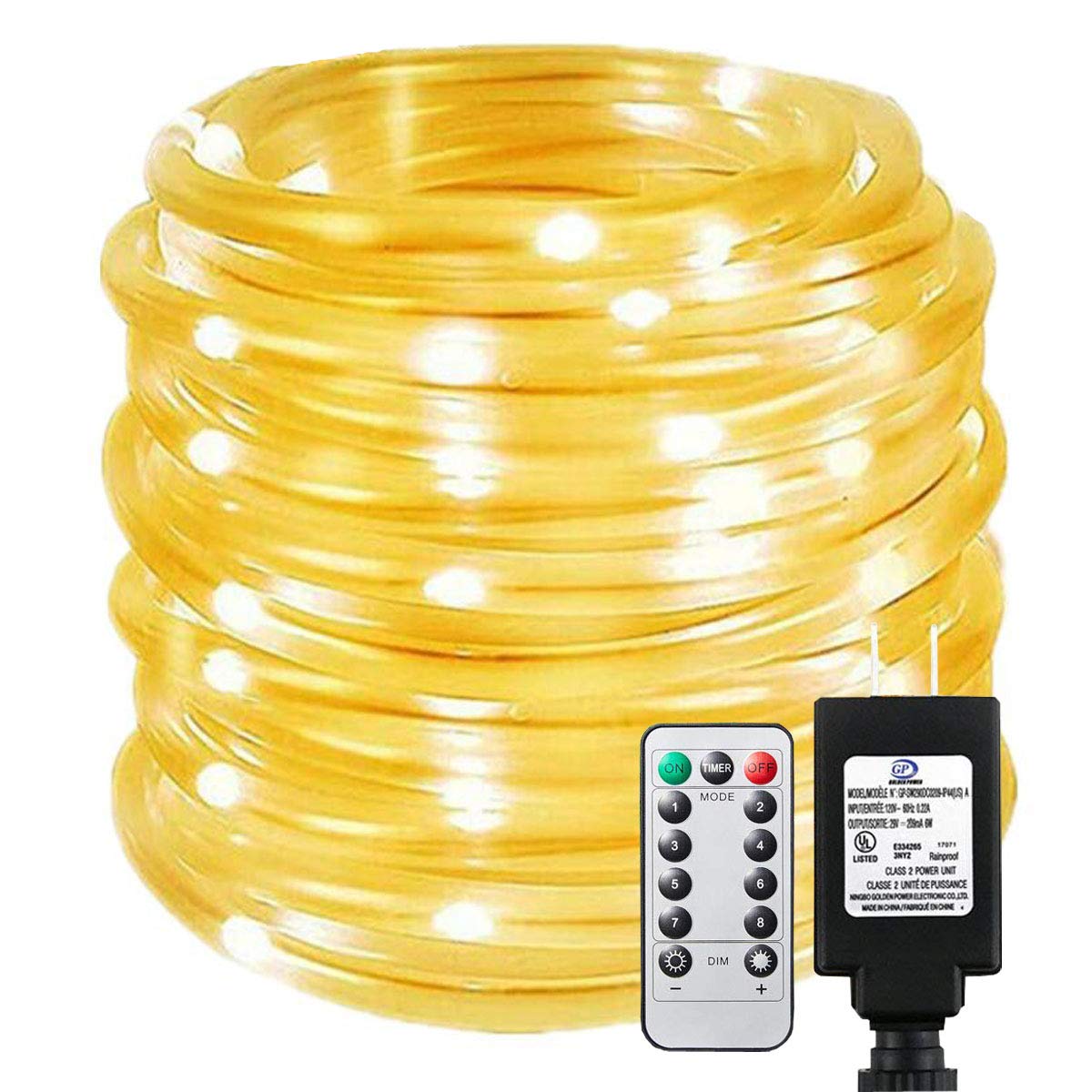 Dreamworth 98Ft Outdoor Rope Lights - 300 LED Waterproof Plug-in Fairy String Lights with Timer & Remote Control - Perfect for Bedroom, Kitchen, Garden, Wedding & Party Decorations