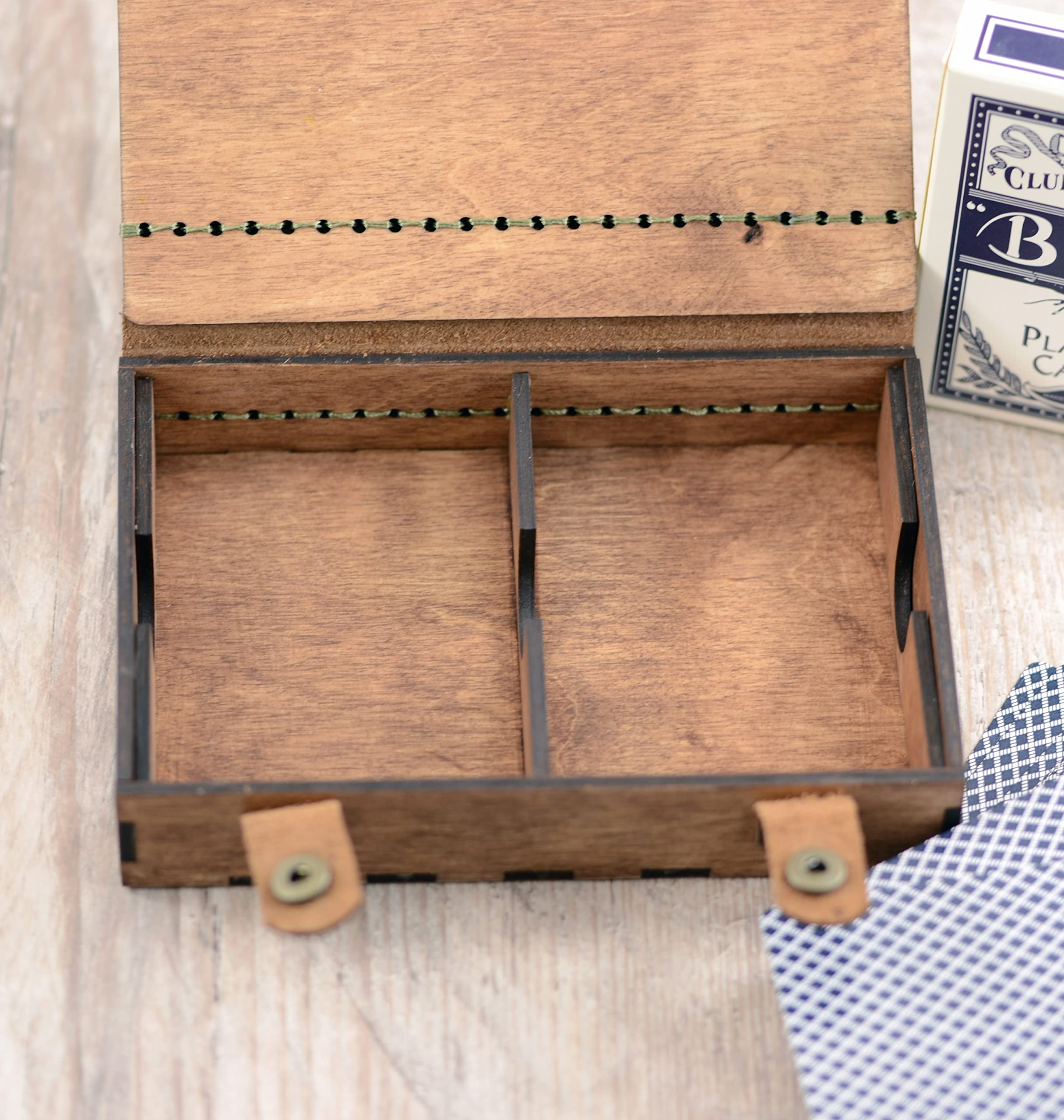 Personalized Wooden Playing Card Storage Box - Handmade 2 Deck Holder for Bridge & Poker Players - Unique Anniversary Gift for Couples - Perfect for Game Nights, Travel & Collectible Card Storage
