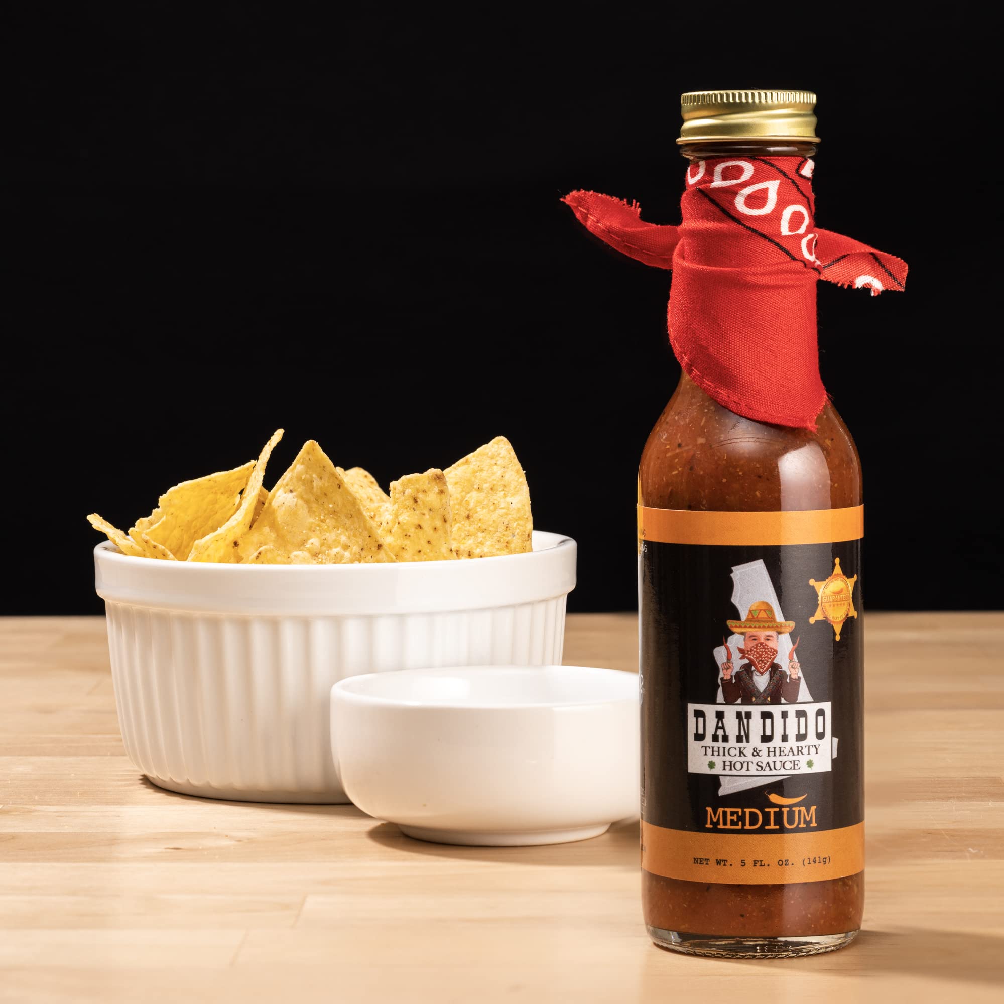 **Dandido Medium Hot Sauce - Thick & Hearty Gourmet Hot Sauce with Exotic Peppers - All-Natural, USA-Made - 5 Oz Bottle - Perfect for Tacos, Wings, Burgers & More**