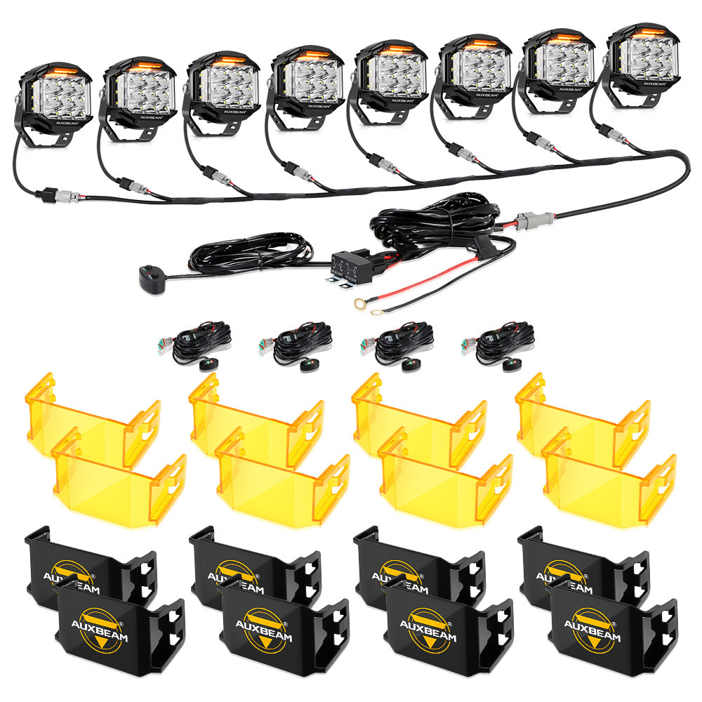 V MAX Series 5 Inch 168W 16440LM LED Pod Lights with Combo Beam & Amber DRL - Off-Road, Truck, Jeep, ATV Lighting for Night Driving & Adventure