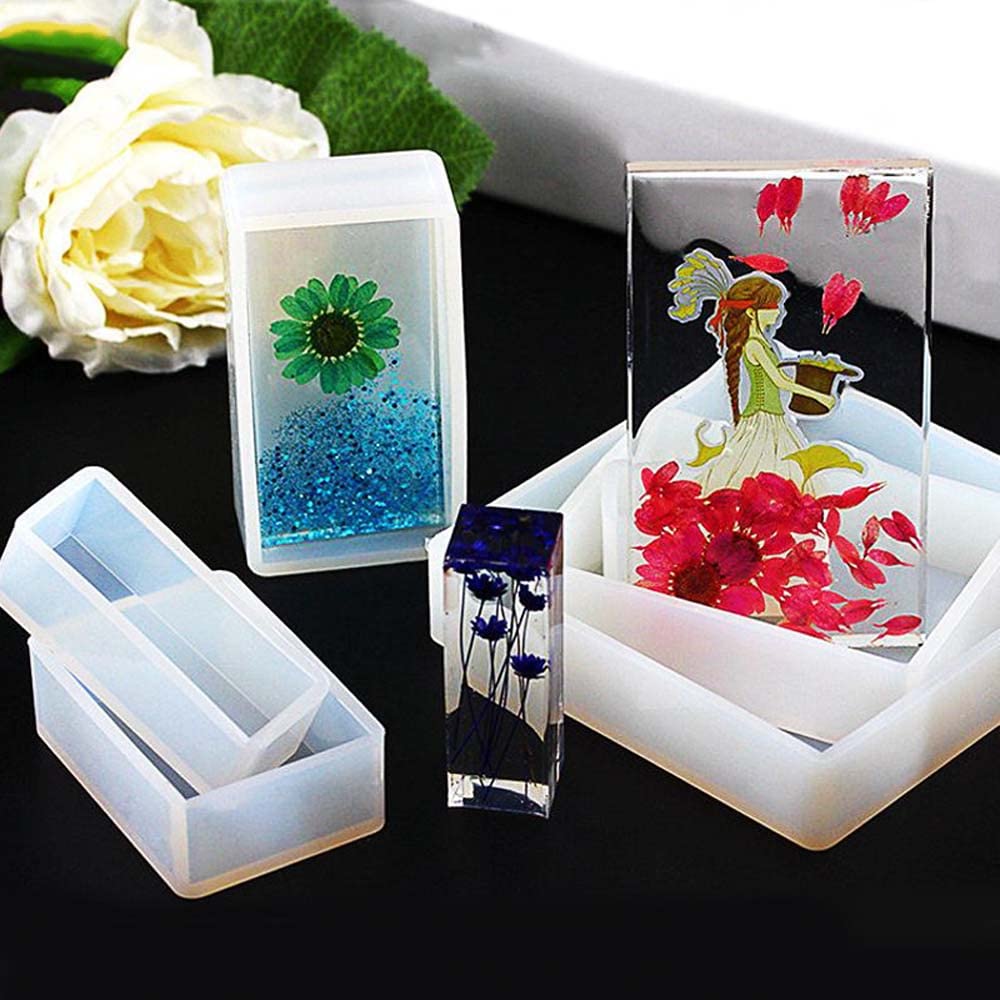 11Pcs Silicone Cube Molds Set - Hexahedron Crystal Polyhedral Resin Molds for DIY Crafts, Square Rectangular Casting Molds for Insect/Plant Specimen, Candle Wax & Soap Making - Perfect for Home Decor, Gift Display and Science Projects (11 Sizes)