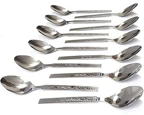Premium Stainless Steel Table Spoons Set of 12 - Elegant Ergonomic Handle Design for Dining, Restaurants & Kitchen Use - Durable & Dishwasher Safe Flatware