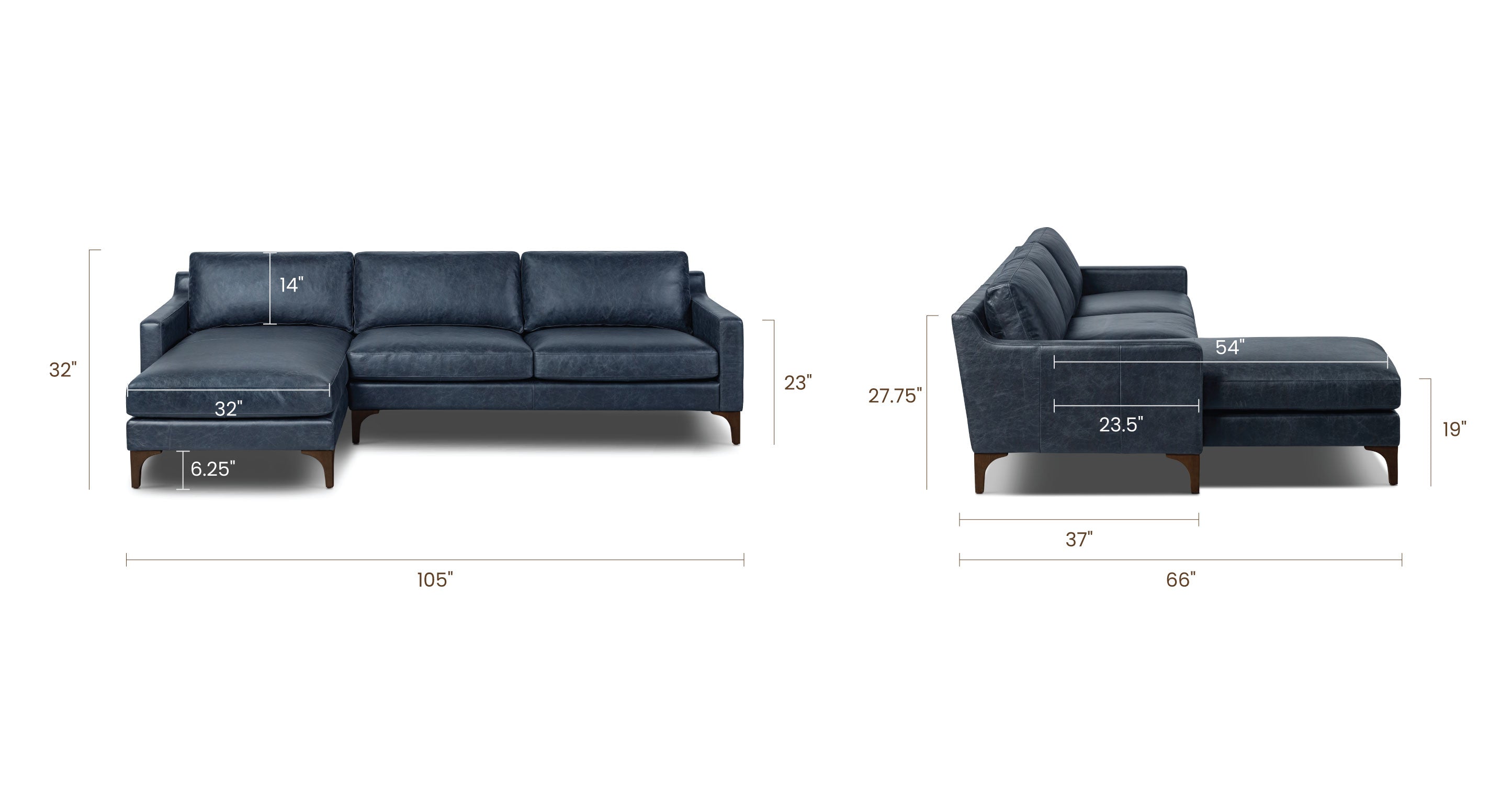 Sorrento Left Facing Sectional Sofa - Modern L-Shaped Couch with Chaise Lounge for Living Room, Family Room & Home Theater - Comfortable Fabric Upholstery Sectional Sofa Set