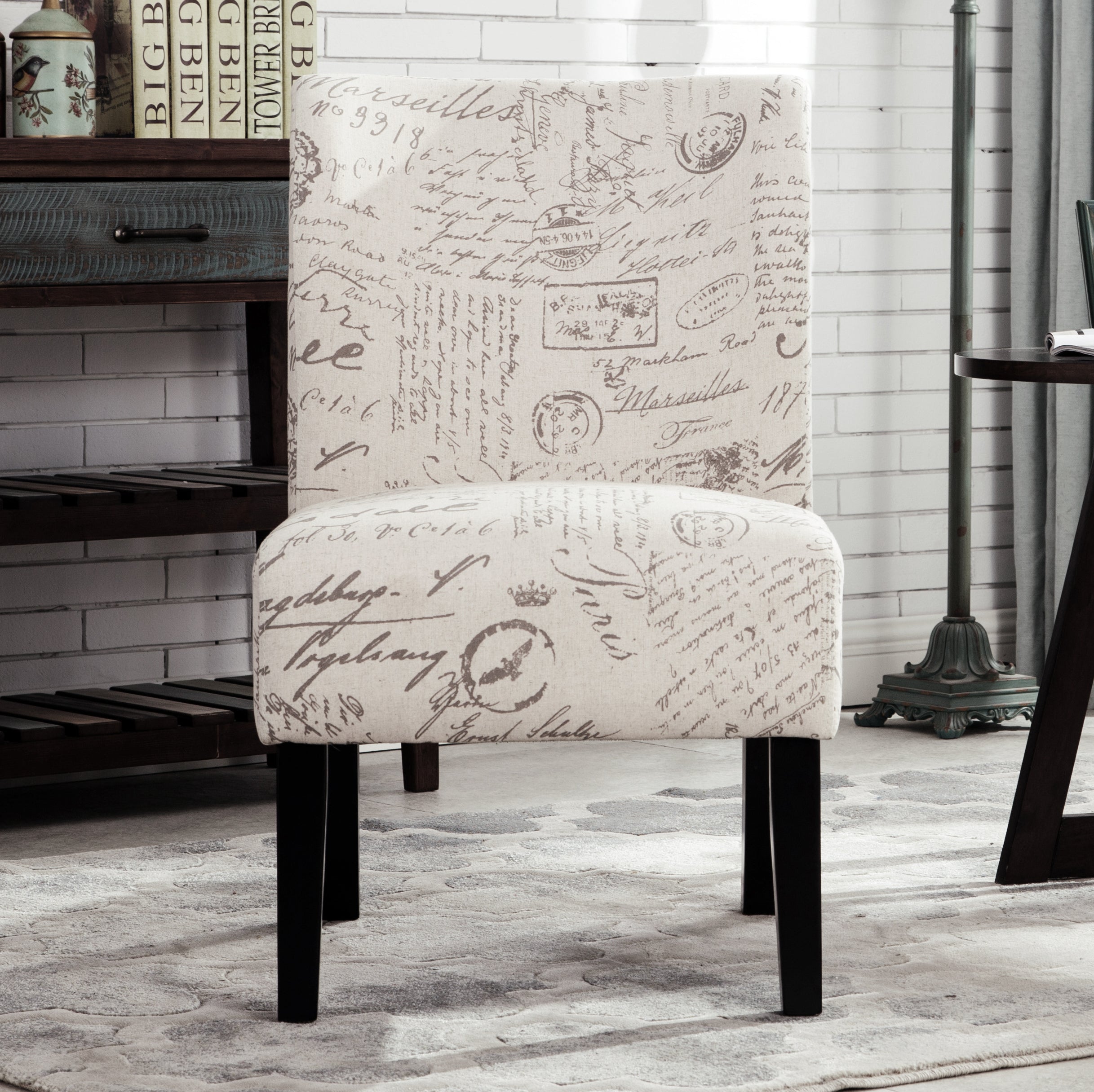 Modern Capa Fabric Armless Accent Chair by Roundhill Furniture - Stylish Contemporary Living Room Seating for Home Office, Lounge & Reading Nook