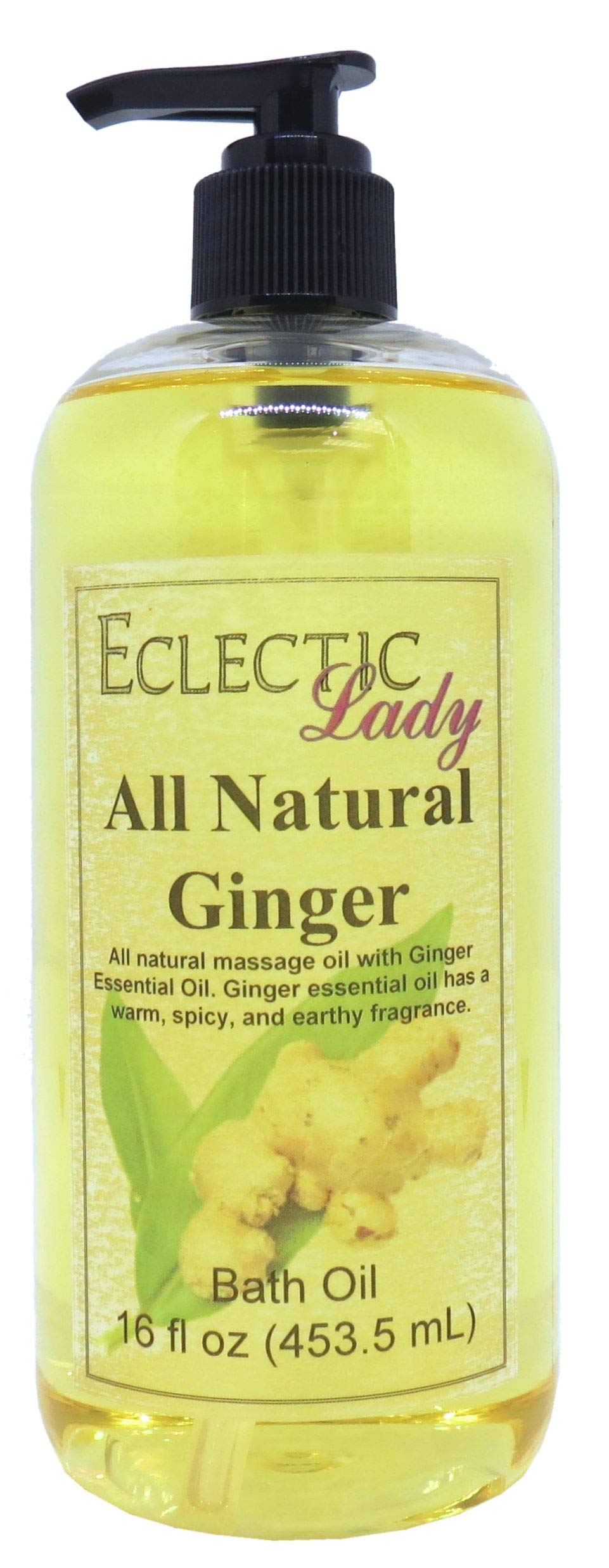 Eclectic Lady Ginger Scented Bath Oil - Relaxing & Moisturizing Body Oil for Dry, Rough & Sensitive Skin - 16 oz Daily Nourishing Shower Oil - Perfect for Stress Relief, Spa Nights & Self-Care Routines