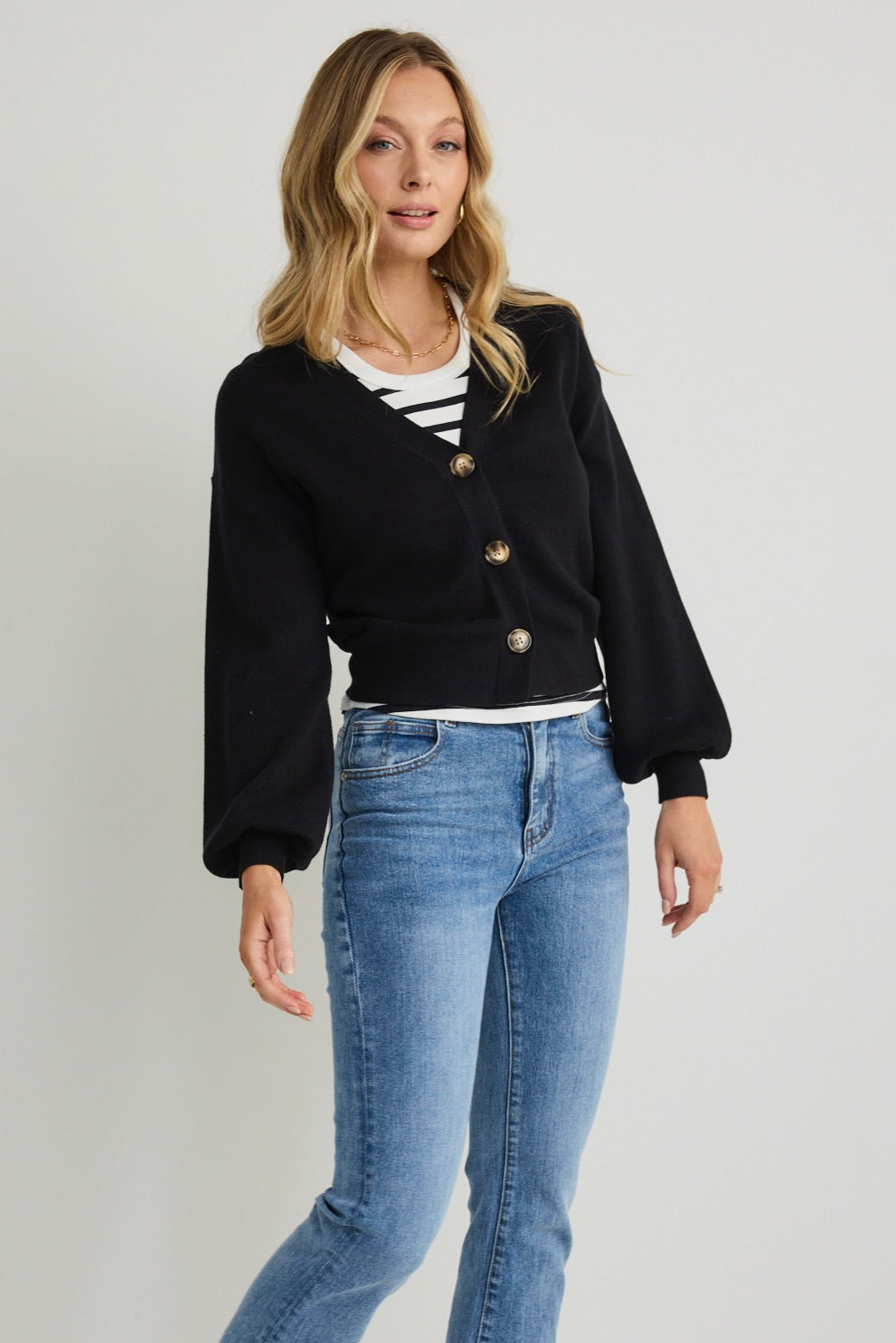 Agatha Black Fine Knit Cardigan for Women - Soft Lightweight Open Front Sweater - Perfect for Office, Date Night & Fall Layering
