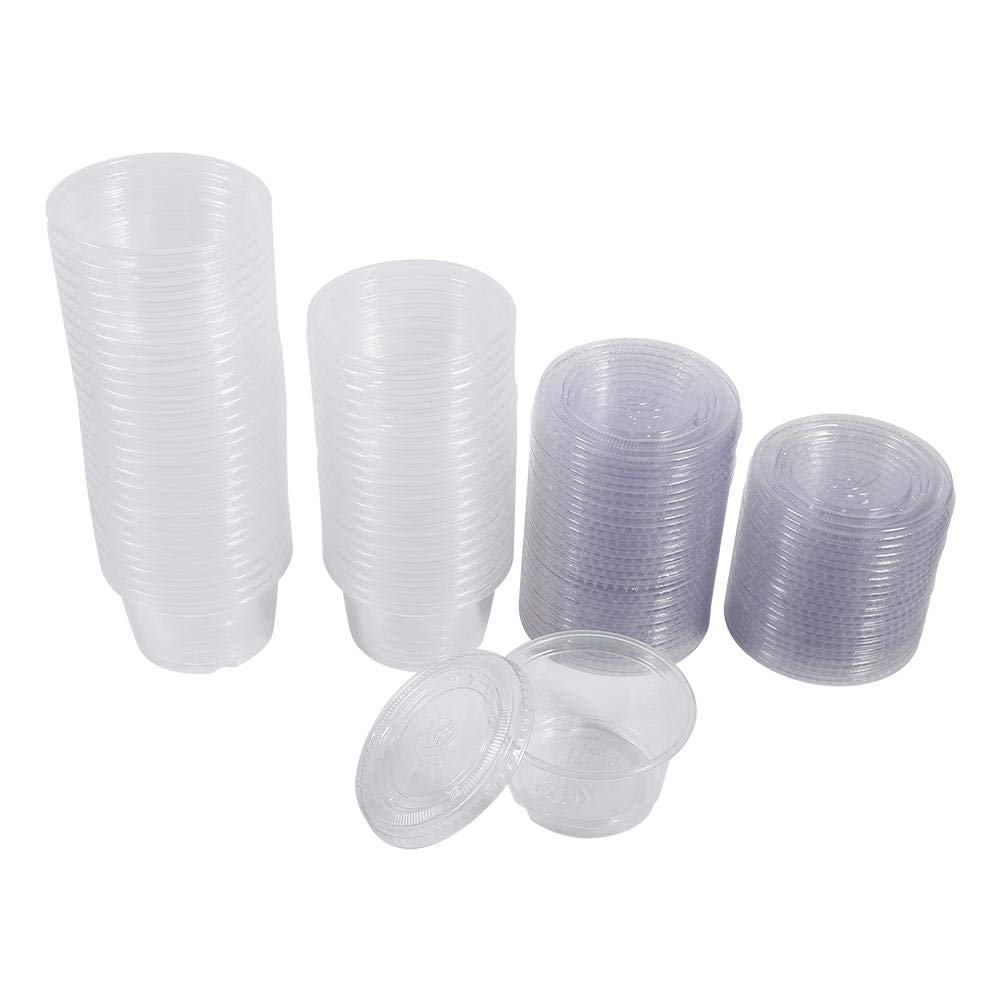 50Pcs 2oz Clear Plastic Sauce Cups with Lids - Disposable Transparent Food Containers for Takeout, Chutney, Dips & Condiments | Perfect for Restaurants, Catering, Parties & Home Food Storage