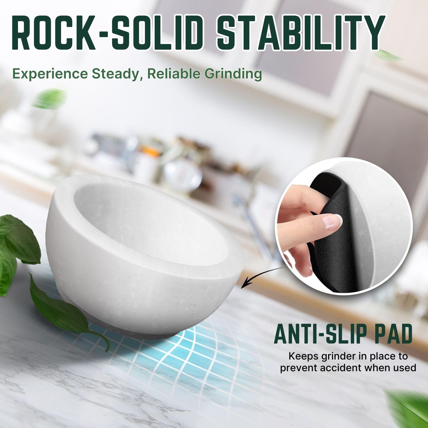 Premium Granite Mortar and Pestle Set - 5.5 Inch Solid Stone Grinder for Crushing Herbs, Spices, Garlic & Making Guacamole - Perfect for Kitchen, Cooking & Medicine Preparation (White) - Ideal for Home Chefs, Herbalists & DIY Enthusiasts