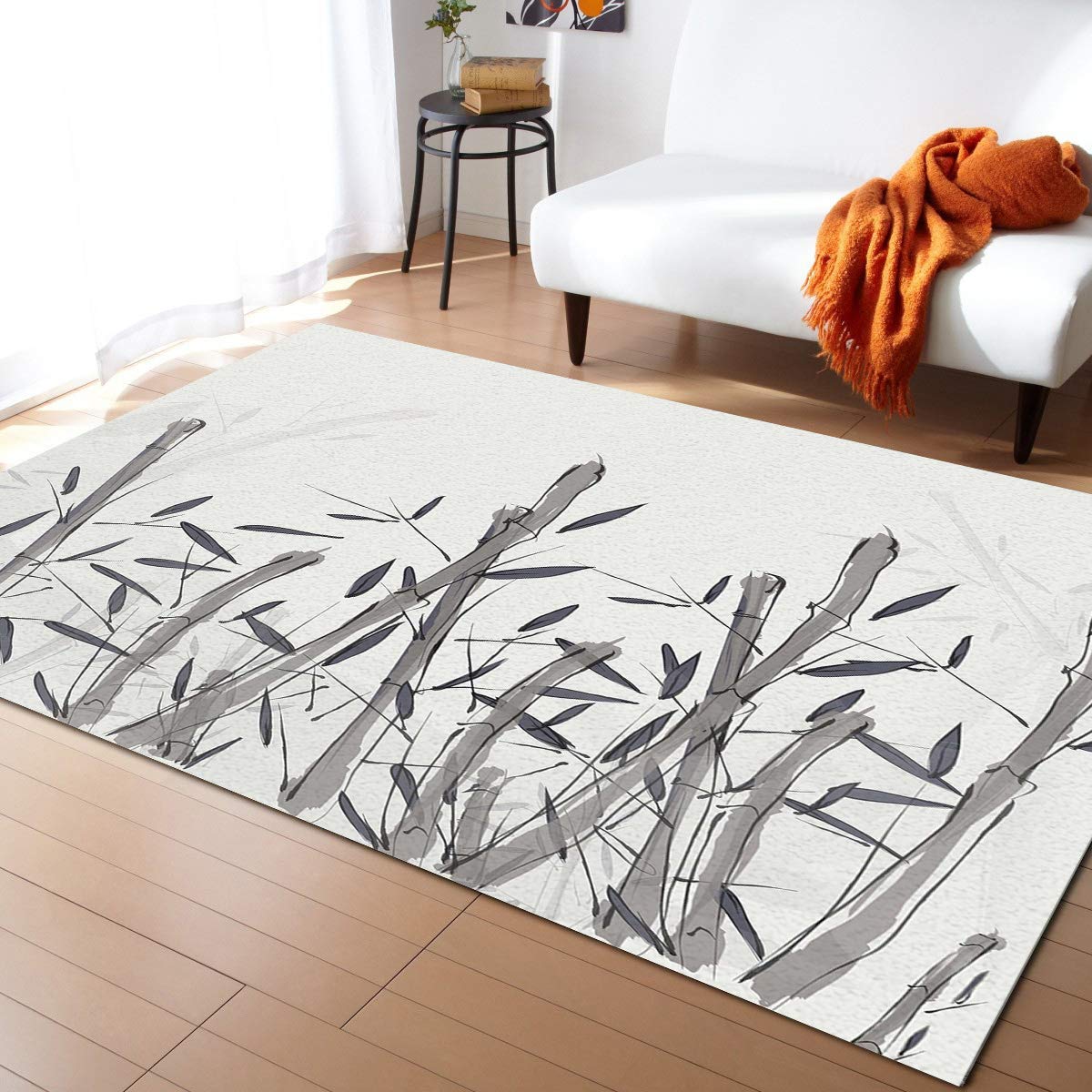 Bamboo Leaf Area Rug 5' x 8' - Non-Slip Soft Indoor Carpet for Living Room, Bedroom, Nursery & Dining Room | Traditional Decor with Natural Bamboo Design | Perfect for Cozy Home Decor & Kids Play Area