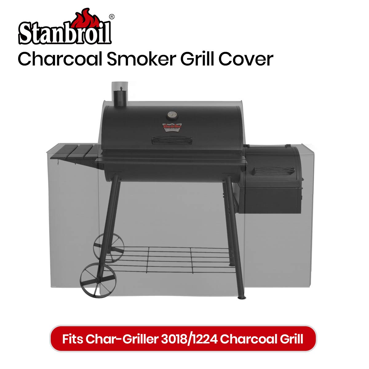Stanbroil Waterproof & UV Resistant Grill Cover for Char-Griller 3018, 1224, E1224, 2121, 2123 Models with Side Fire Box - Heavy Duty Outdoor BBQ Protection for All Weather Conditions