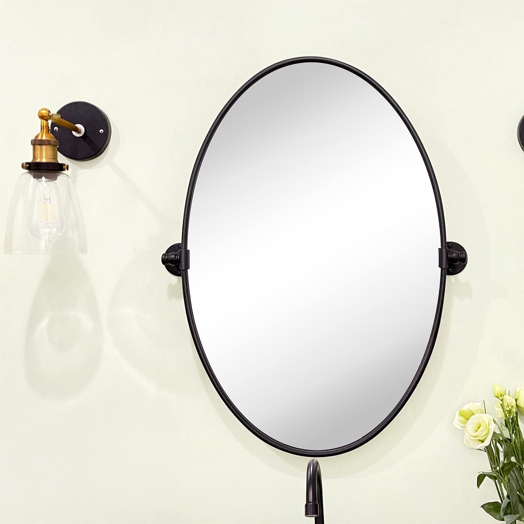 TEHOME Black Oval Vanity Mirror 20x30
