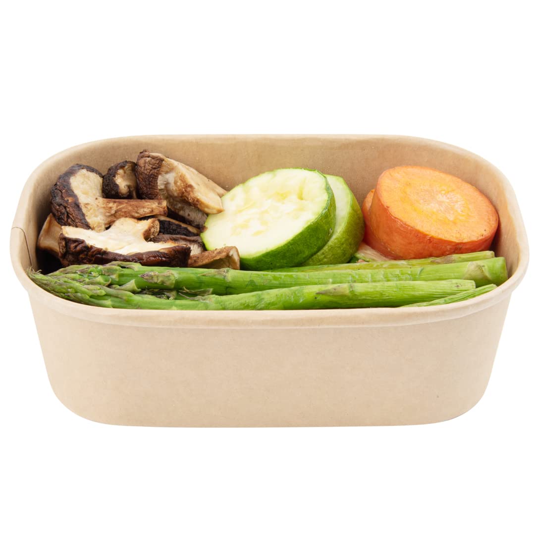 Restaurantware Bio Tek 22oz Eco-Friendly Disposable Food Containers - 100 Pack PE Coated Kraft Paper Bowls for Takeout, Freezer Safe, Hot & Cold Foods (Lids Sold Separately) | Perfect for Restaurants, Catering, Meal Prep & Picnics