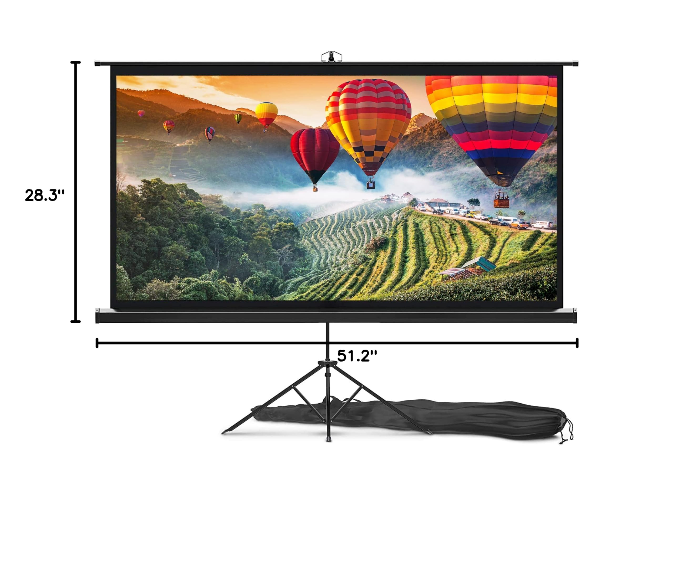 Pyle 120-Inch Universal Projector Screen with Stand - Portable Floor Standing Foldable Roll-Up Matte Screen for Indoor & Outdoor Presentations, Includes Tripod & Quick Assembly Kit | Perfect for Home Theater, Business Meetings, Classroom Teaching and Backyard Movie Nights