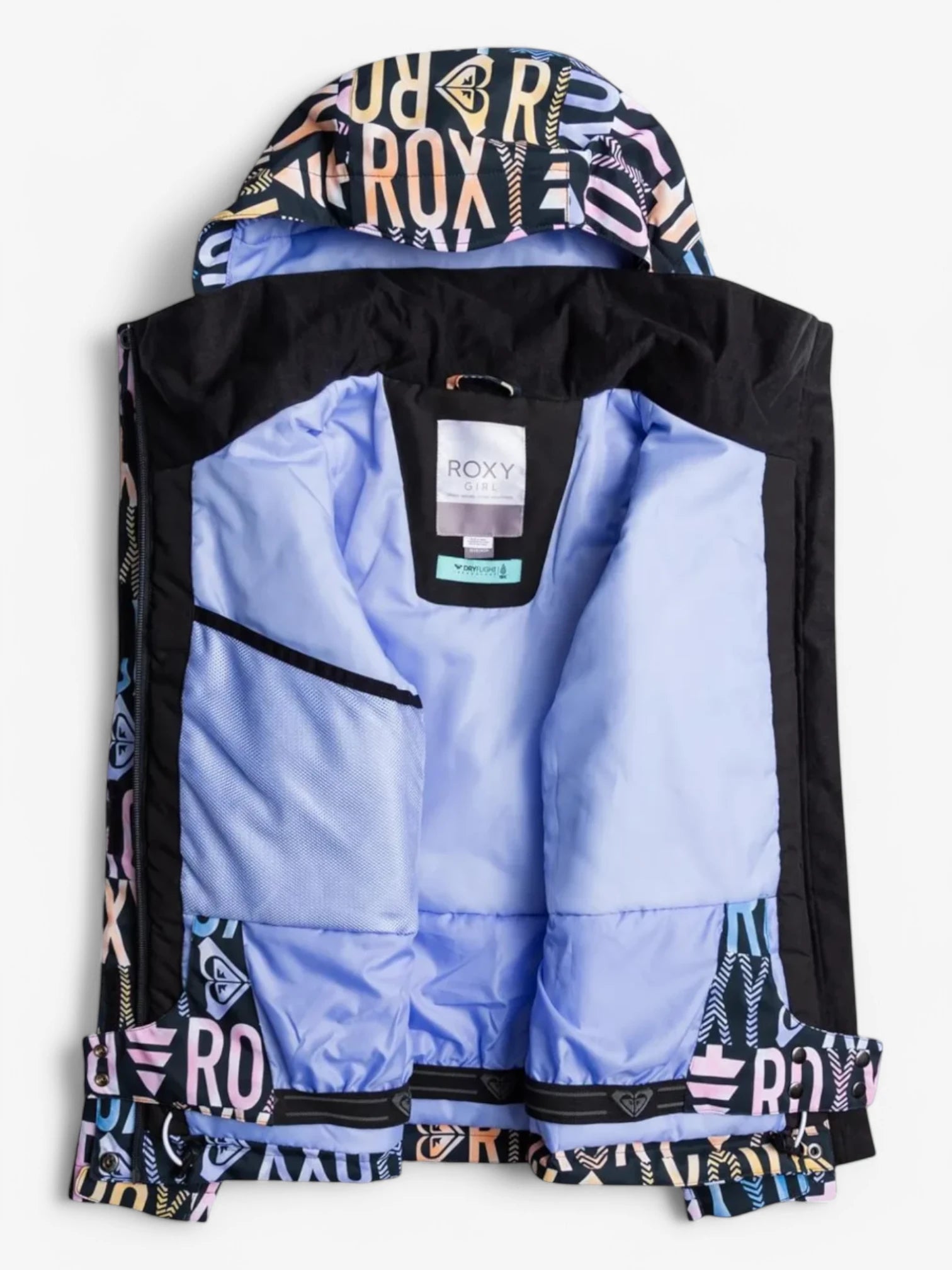 Roxy Girls' Jetty Black Print Snow Jacket - Waterproof Winter Coat for Kids' Outdoor Skiing & Snowboarding