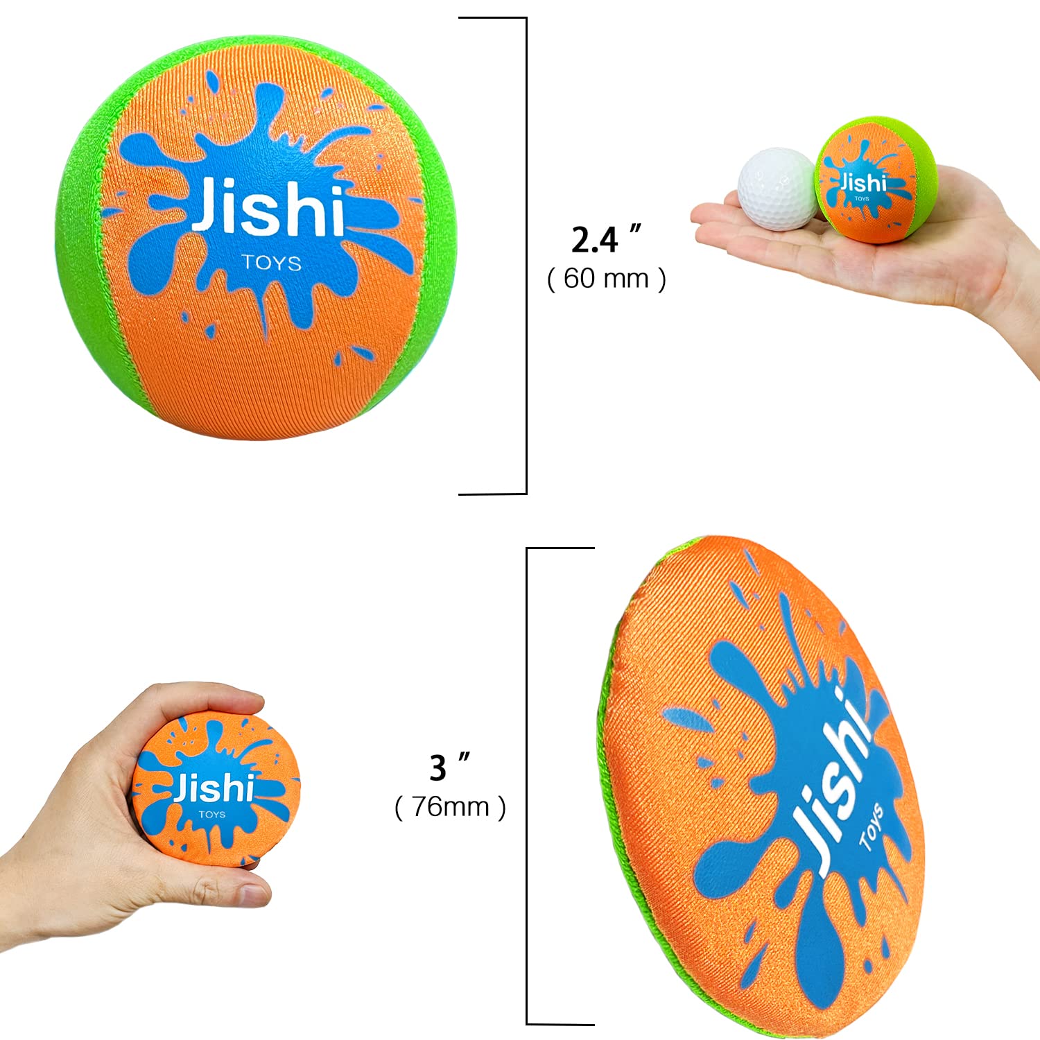 **Jishi Water Skipping Ball Set - Outdoor Water Bounce Skip Toys for Beach, Pool & Lake - Fun Summer Sport Activity for Kids, Teens & Adults - Easter Basket Stuffers & Family Games - Perfect for Boys & Girls**    *(Great for outdoor play, beach parties, pool games, lake adventures, and summer sports activities!)*