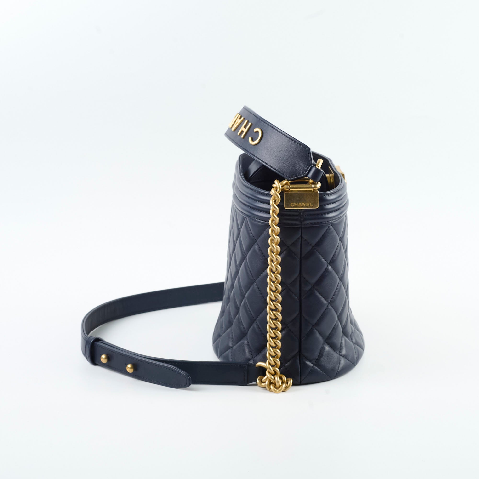 Chanel Boy Bucket Bag in Navy Blue - Luxury Designer Handbag for Women | Perfect for Everyday Use, Work & Special Occasions
