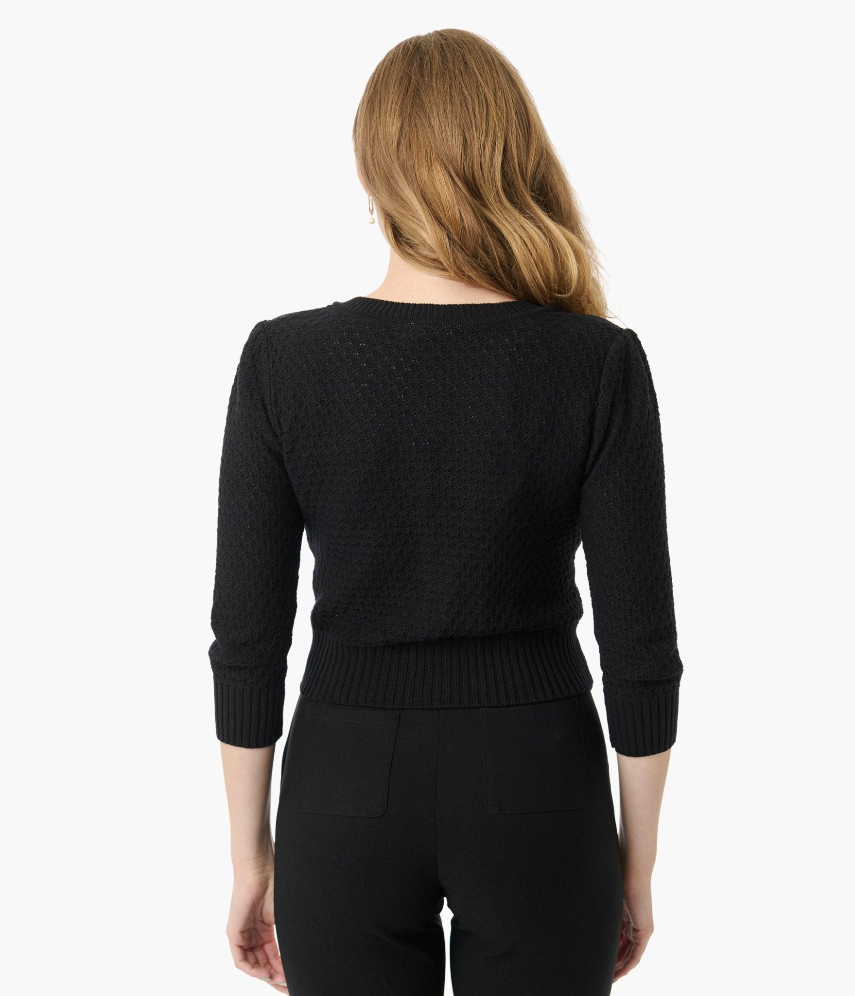 Mischief Made Black Strawberry Fields Forever Cropped Cardigan - Women's Vintage Style Knit Sweater for Casual Outfits & Music Festivals