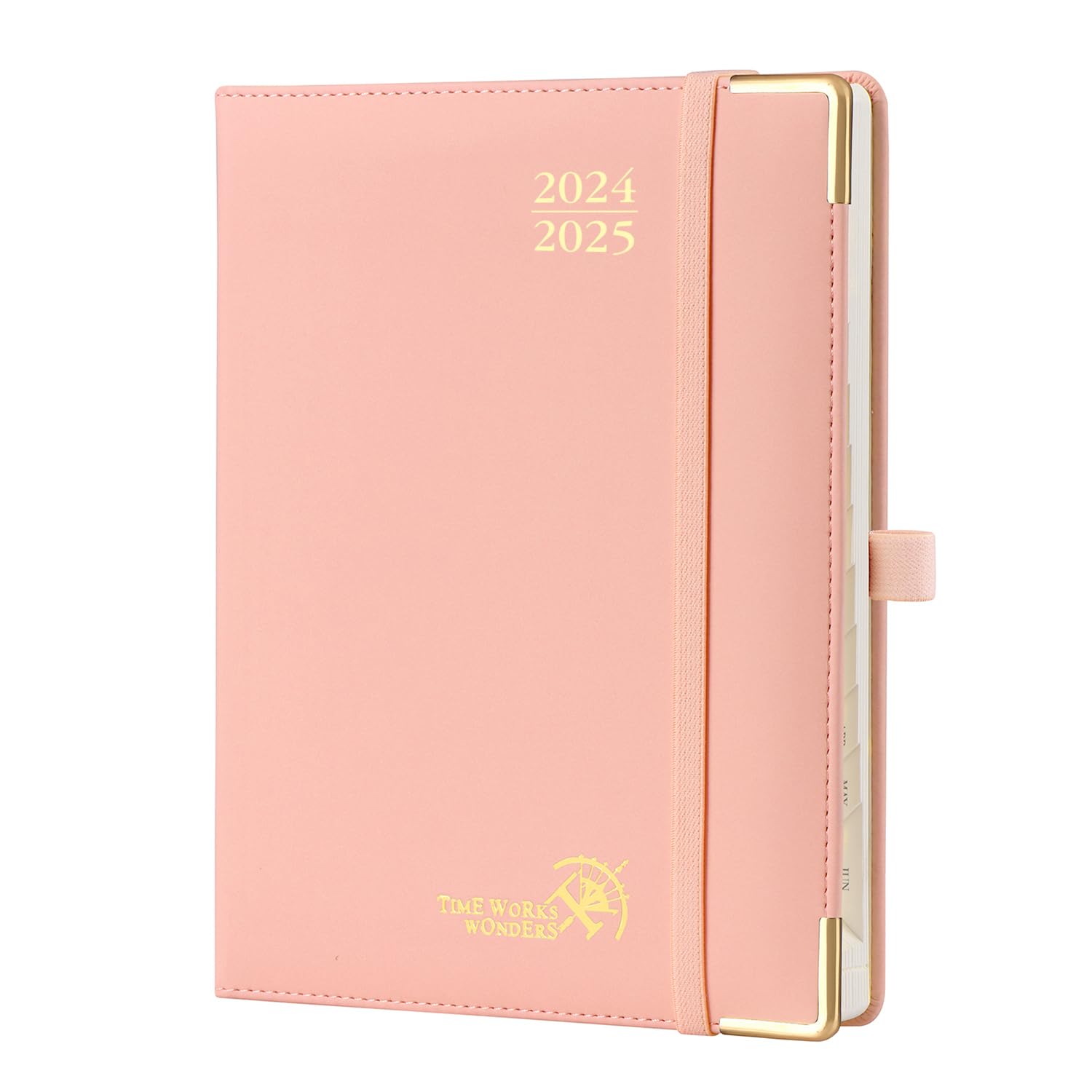 POPRUN 2024-2025 Academic Planner - 17 Month Weekly Planner from August 2024 to December 2025, Premium PU Leather School Diary with Monthly Tabs, 100gsm FSC Certified Paper (Soft Pink) - Perfect for Students, Teachers & Office Organization