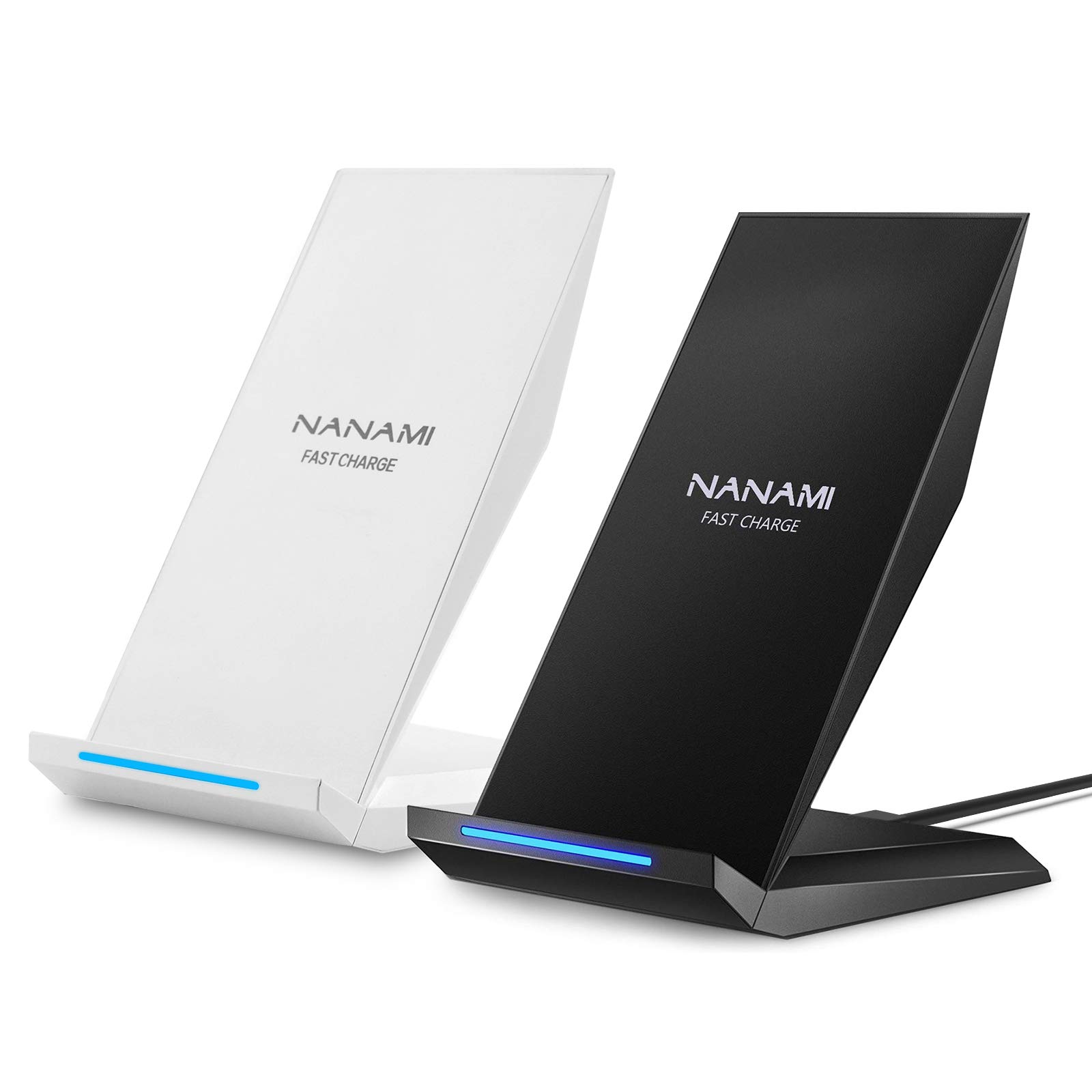 NANAMI 10W Fast Wireless Charger Stand [2 Pack] - Qi Certified for iPhone 16/15 Pro Max/14/13/12/SE, Samsung Galaxy S24/S23/S22, Pixel 6/7 - Perfect for Home, Office & Travel Charging