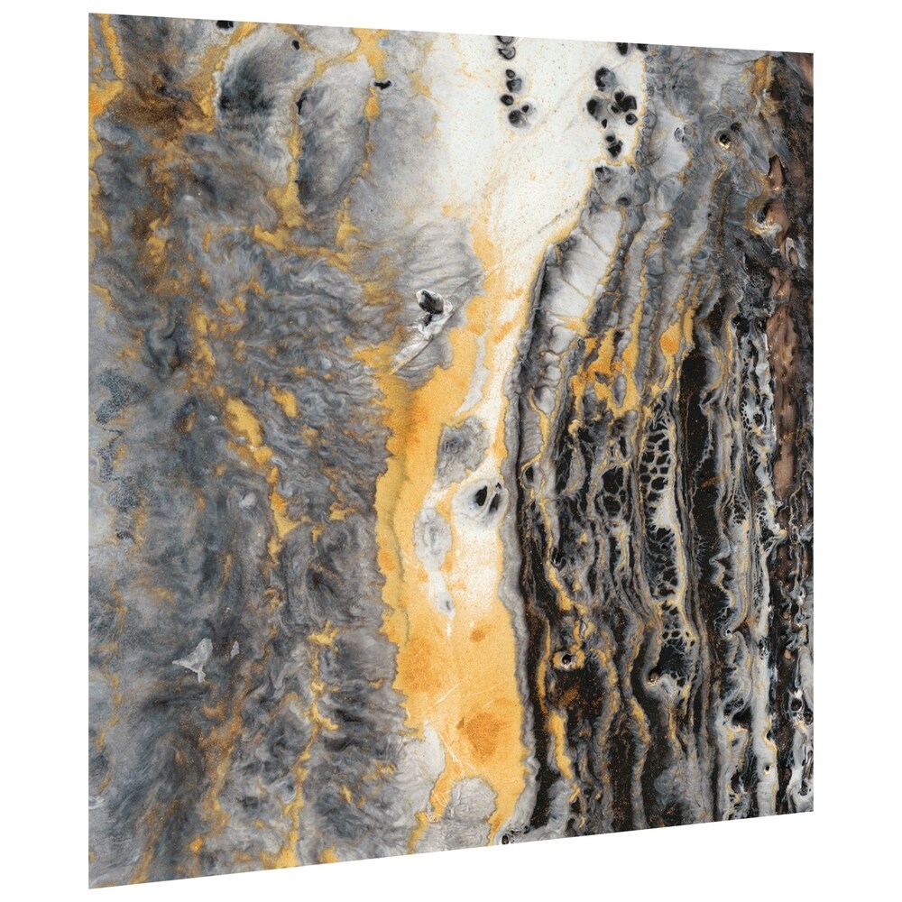 Abstract Gold Wall Art Print on Frameless Floating Tempered Glass Panel - Modern Home & Office Decor for Living Room, Bedroom or Workspace