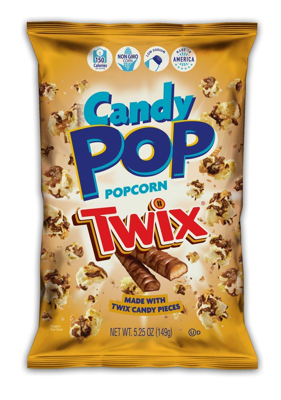 Twix Candy Coated Popcorn Snack - Real Twix Candy, Chocolate & Caramel Drizzle, Non-GMO, 5.25oz - Perfect for Movie Nights & Party Treats