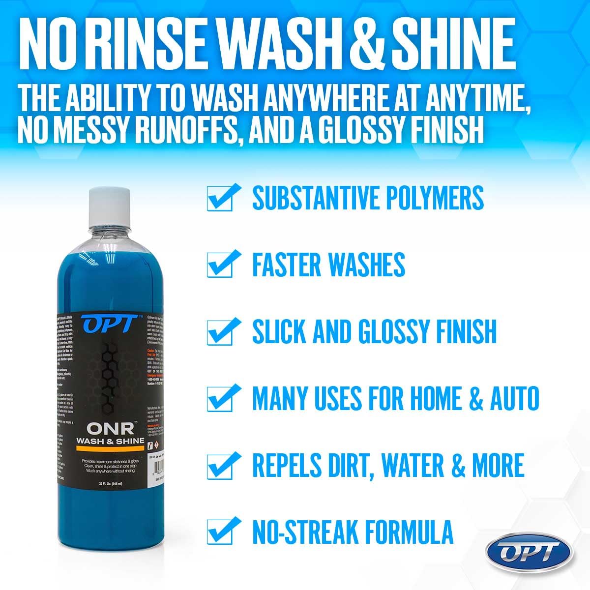 Optimum No Rinse Wash and Shine - ONR Car Wash Concentrate (New Formula V5) - 4 Gallons (128 Fl Oz Pack of 4) - Safe for Paint, Coatings, Wraps & Interior - Rinseless Wash Soap Alternative - Perfect for Waterless Car Washing, Detailing & Quick Cleanups