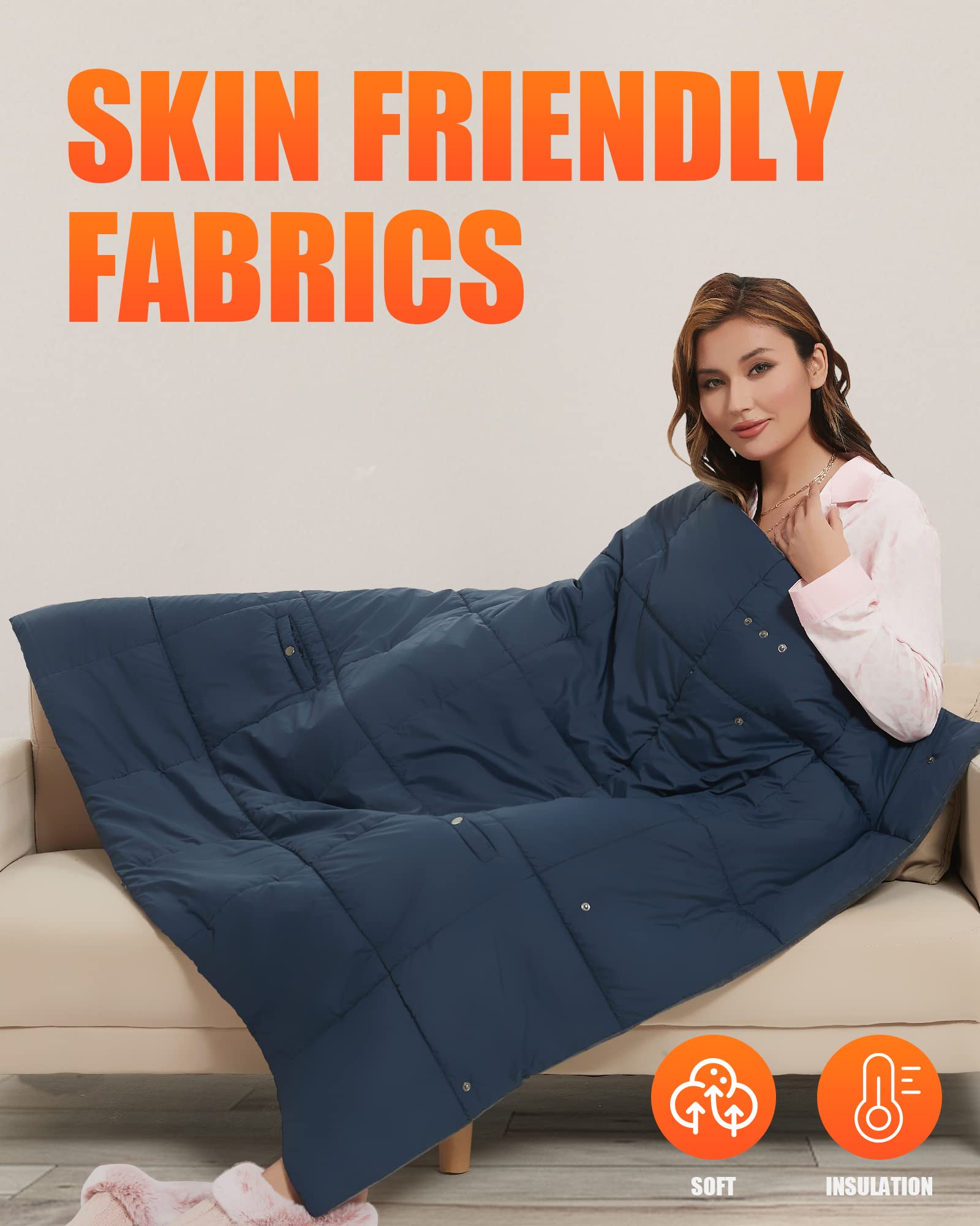 7.4V USB Electric Heated Blanket - Battery Powered Portable Wireless Shawl for Outdoor Camping, Travel & Home Use - Warm Cozy Heating Throw for Winter