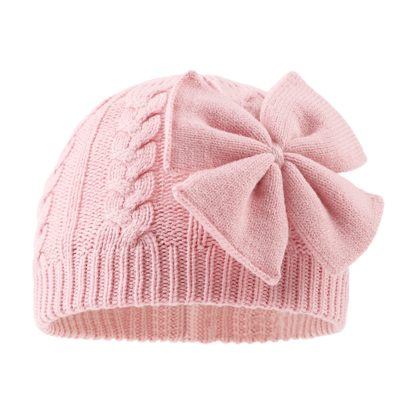 Zsedrut Baby Girls Knit Hats - Soft Winter Beanie with Bow for Toddler & Infant - Warm & Cute Headwear for Newborn to 24 Months - Perfect for Outdoor Play, Winter Walks & Photoshoots