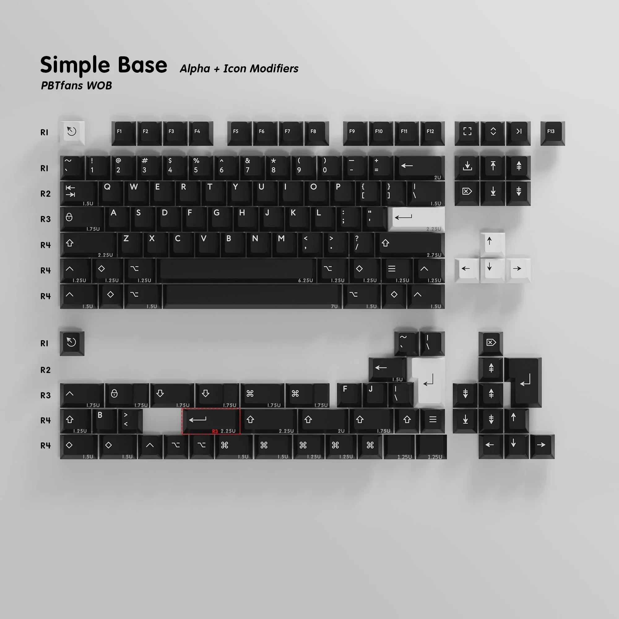 PBTfans WOB Keycaps - Durable Double-Shot PBT Keycaps for Mechanical Keyboards | Perfect for Gaming, Typing & Custom Builds