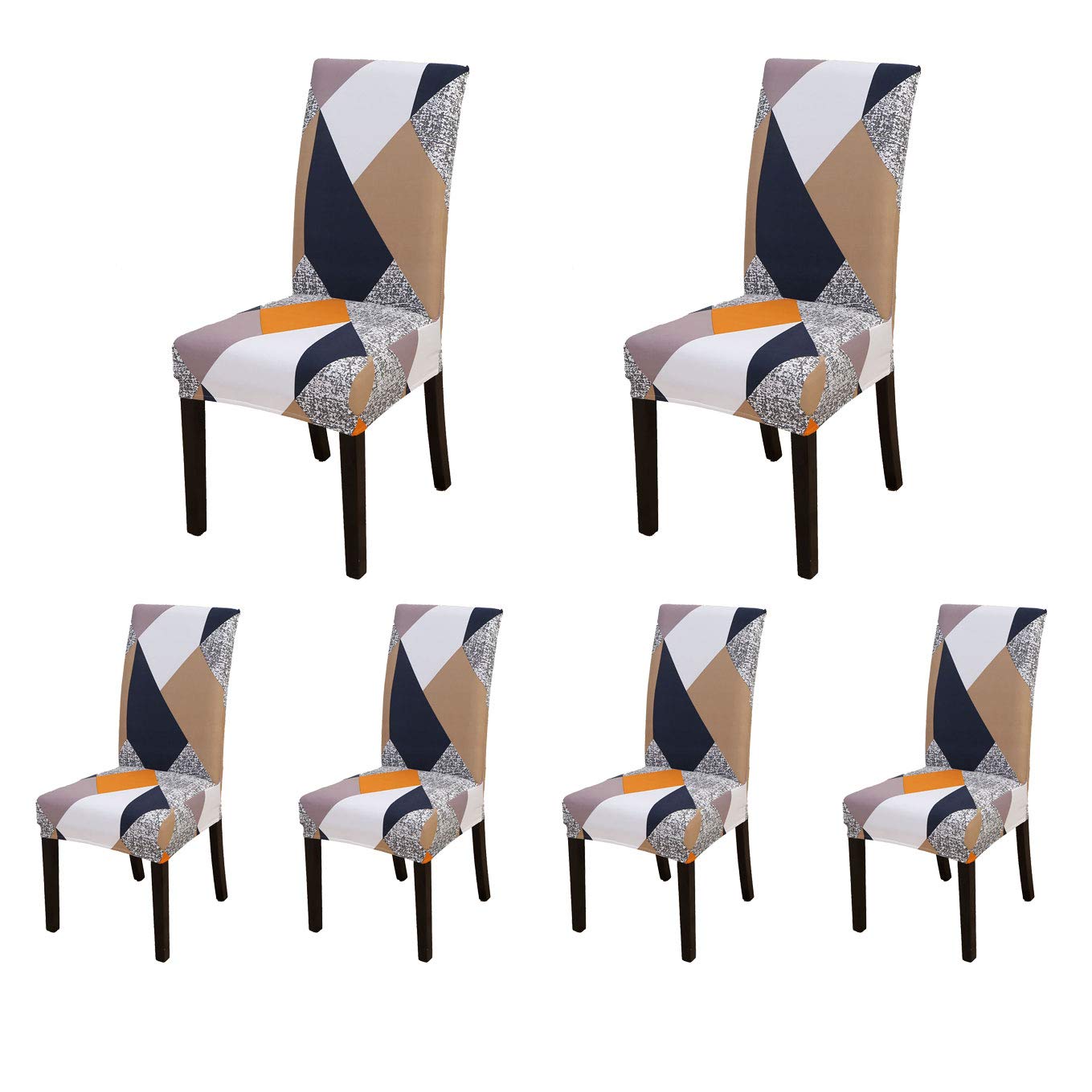 SoulFeel 6-Piece Stretch Spandex Dining Chair Covers - Geometric Space Design Slipcovers for Dining Room Protection | Perfect for Home, Restaurant, and Party Decor