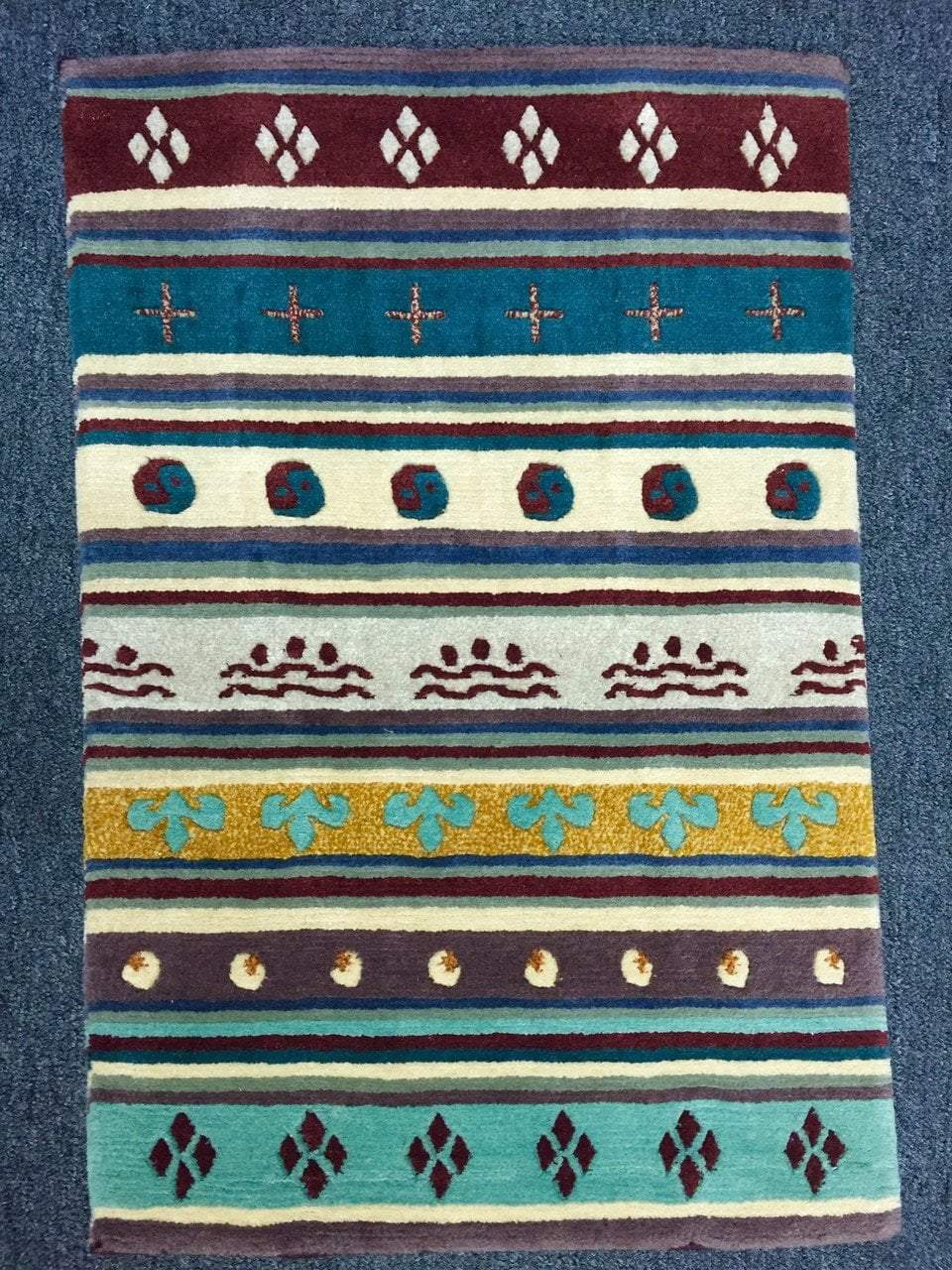 Premium 60 Knot Handmade Tibetan Chuba Style Rug - Authentic Tibetan Design for Home Decor, Living Room, Bedroom & Meditation Spaces