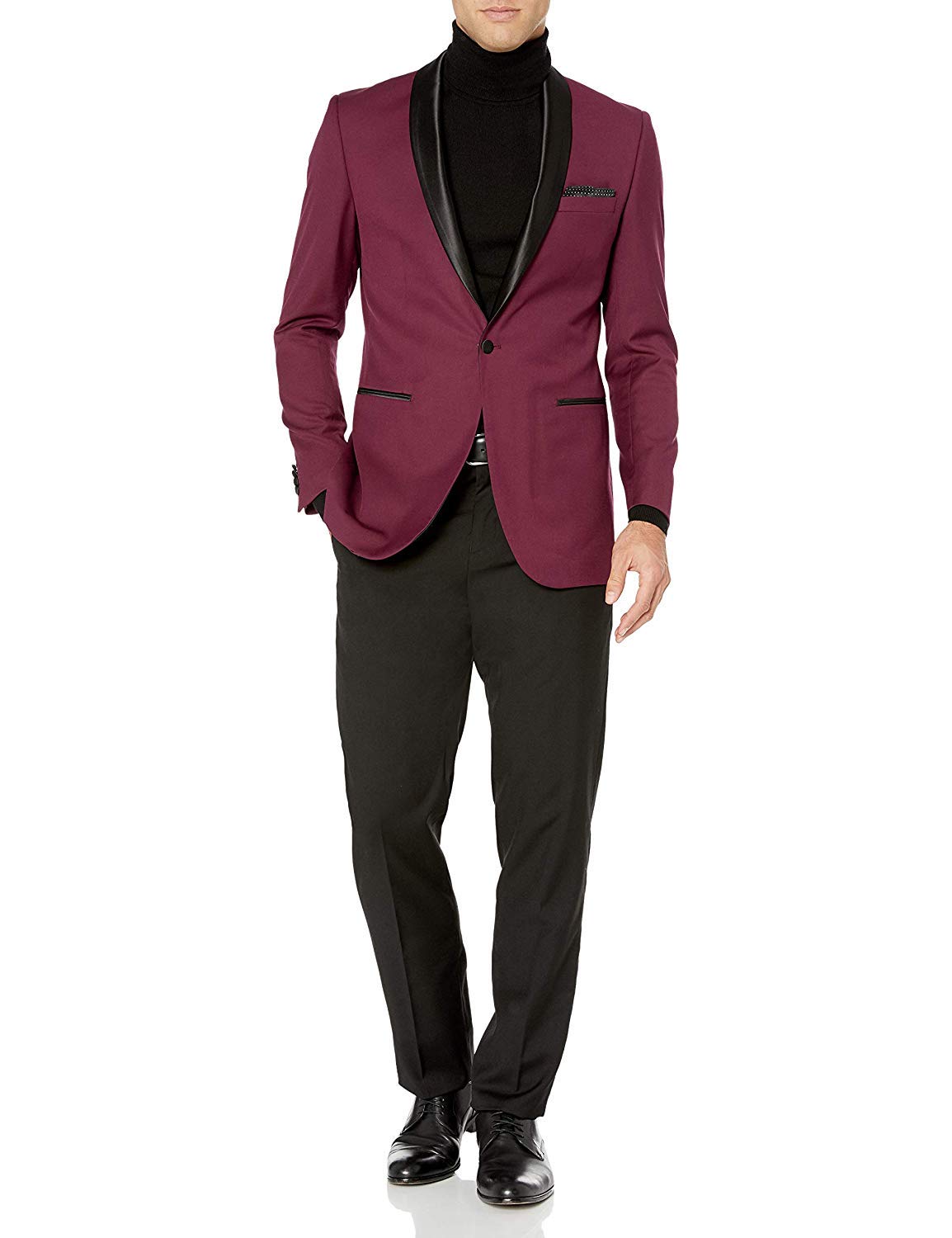 Adam Baker Men's Classic & Slim Fit Two-Piece Formal Tuxedo Suit for Wedding, Prom & Special Occasions - Available in Multiple Sizes & Colors (Black, Navy, Gray) - Perfect for Grooms, Best Men & Formal Events
