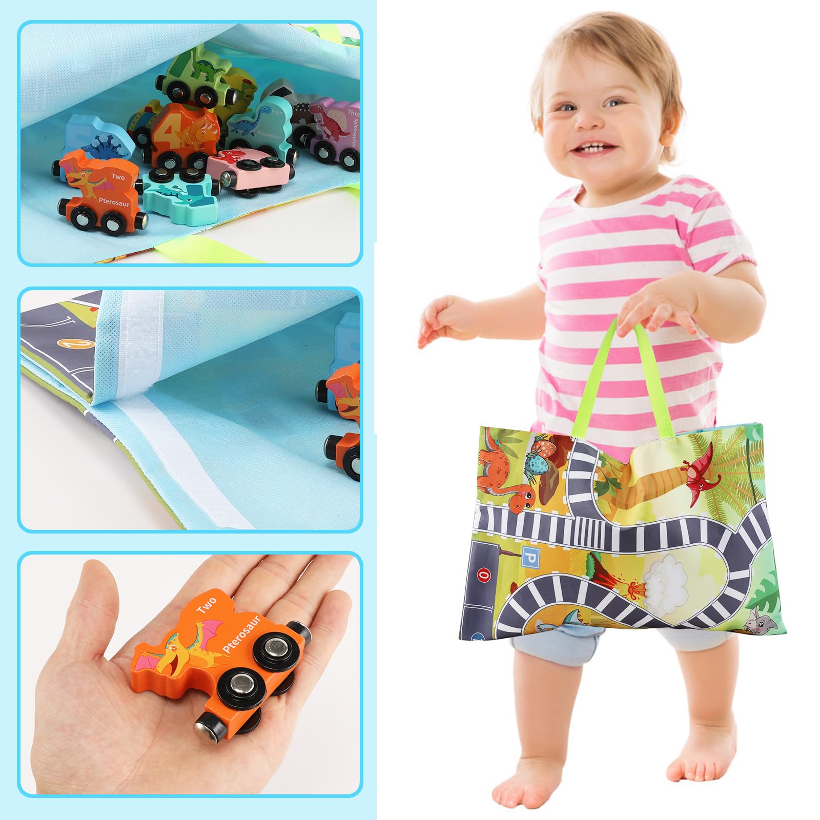Wooden Dinosaur Magnetic Train Set for Toddlers Age 2-5 | STEM Learning Toys for Kids | Dinosaur Train Toys with Magnetic Cars | Perfect for Preschool Playtime & Birthday Gifts