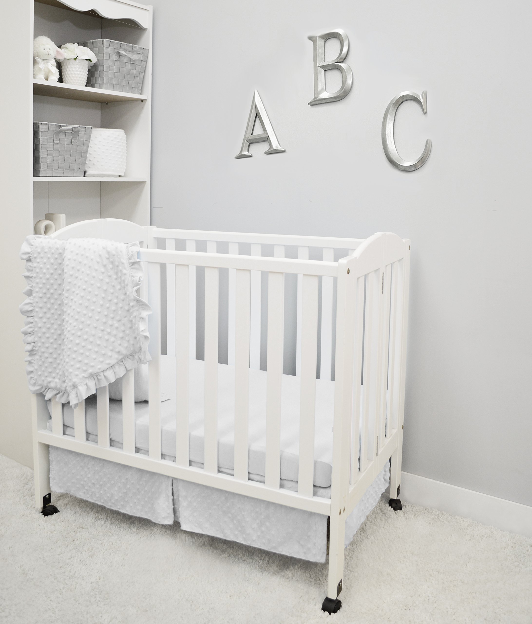 Heavenly Soft Minky Dot 3-Piece Mini Crib Bedding Set - Breathable & Hypoallergenic Nursery Bedding for Boys & Girls | Perfect for Daycare, Travel & Co-Sleeping