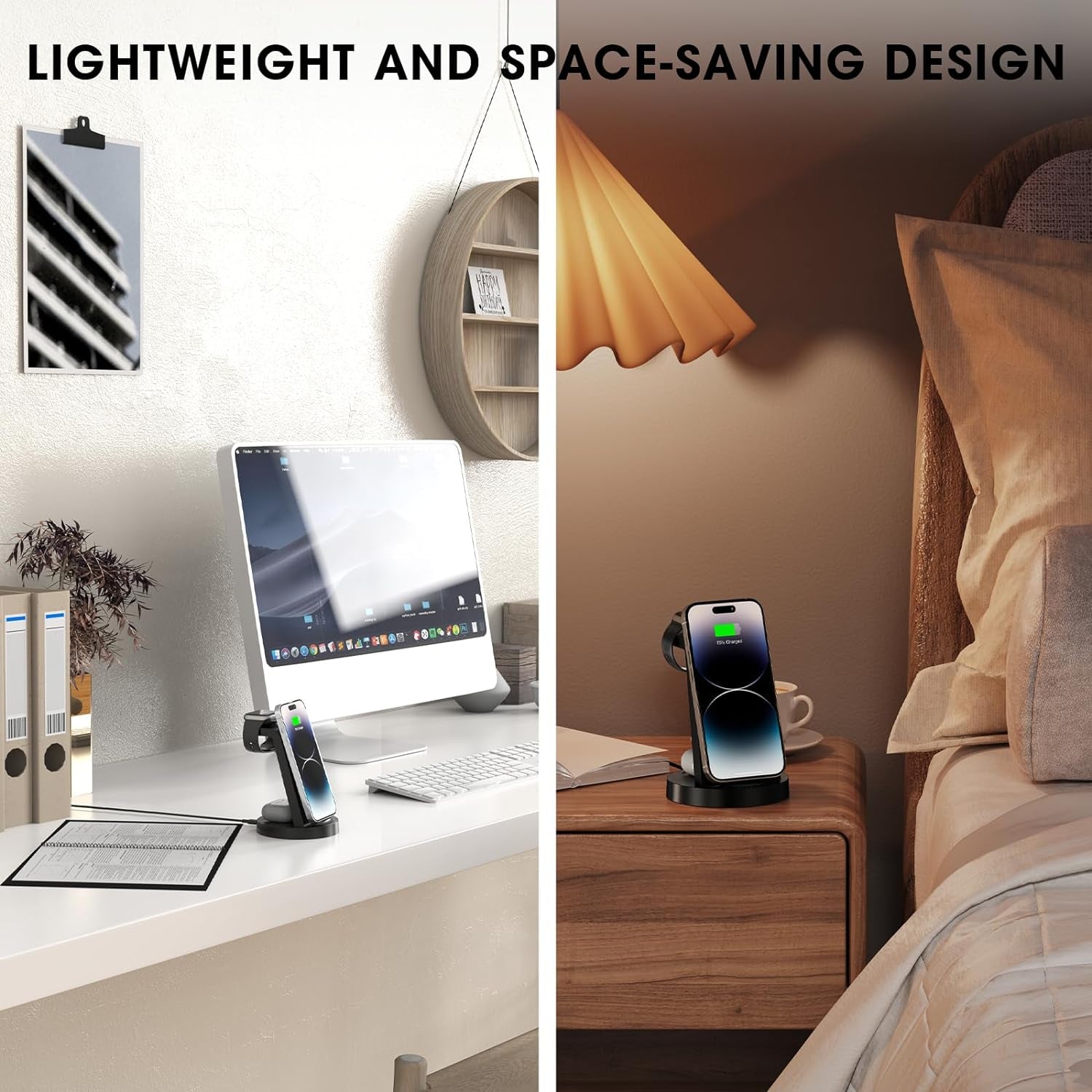 Gorilla Cases 3-in-1 Wireless Charging Station for iPhone, Apple Watch & AirPods - Fast Qi-Certified Charger for Home, Office & Travel - Compatible with iPhone 14/13/12, Apple Watch Series 8/7/6, AirPods Pro/2/3