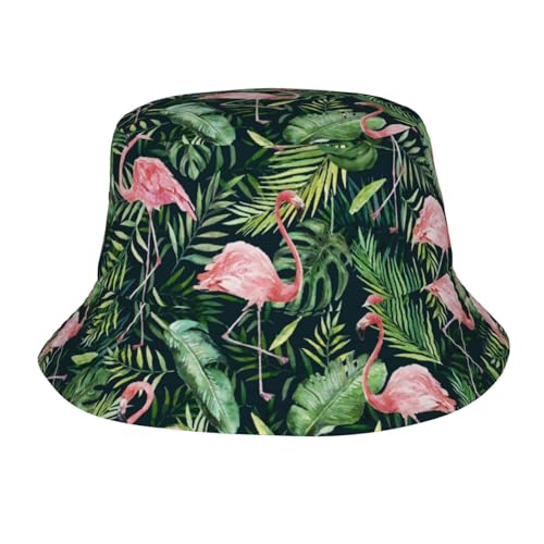 Green Tropical Palm Leaf Flamingo Summer