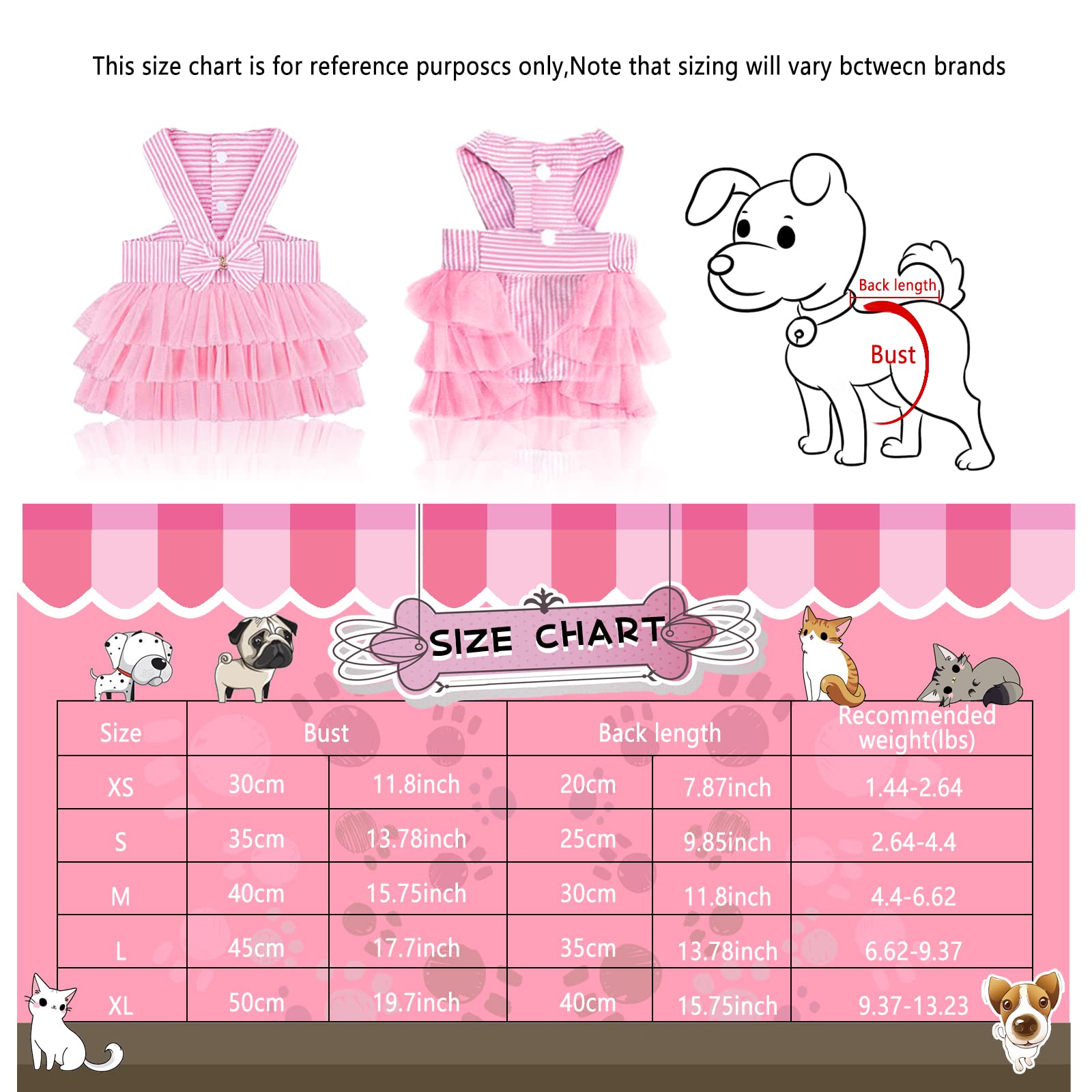 VANVENE Striped Mesh Pet Dog Dress Vest Tutu Skirt with Bowknot - Princess Puppy Apparel for Small Breed Dogs & Cats (Pink, XL) | Perfect for Parties, Photo Shoots & Special Occasions