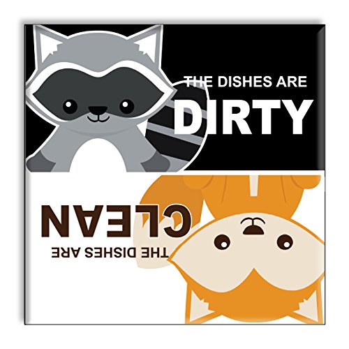 Strong Clean Dirty Dishwasher Magnet Sign - Cute Woodland Animals Design for Kitchen Organization | Perfect for Home, Office & RV Dishwashers