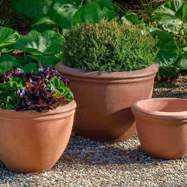 Kaili Planter Set of 3 - Natural Rustic Flower Pots for Indoor & Outdoor Plants - Campania International - Perfect for Home Decor, Garden, and Patio