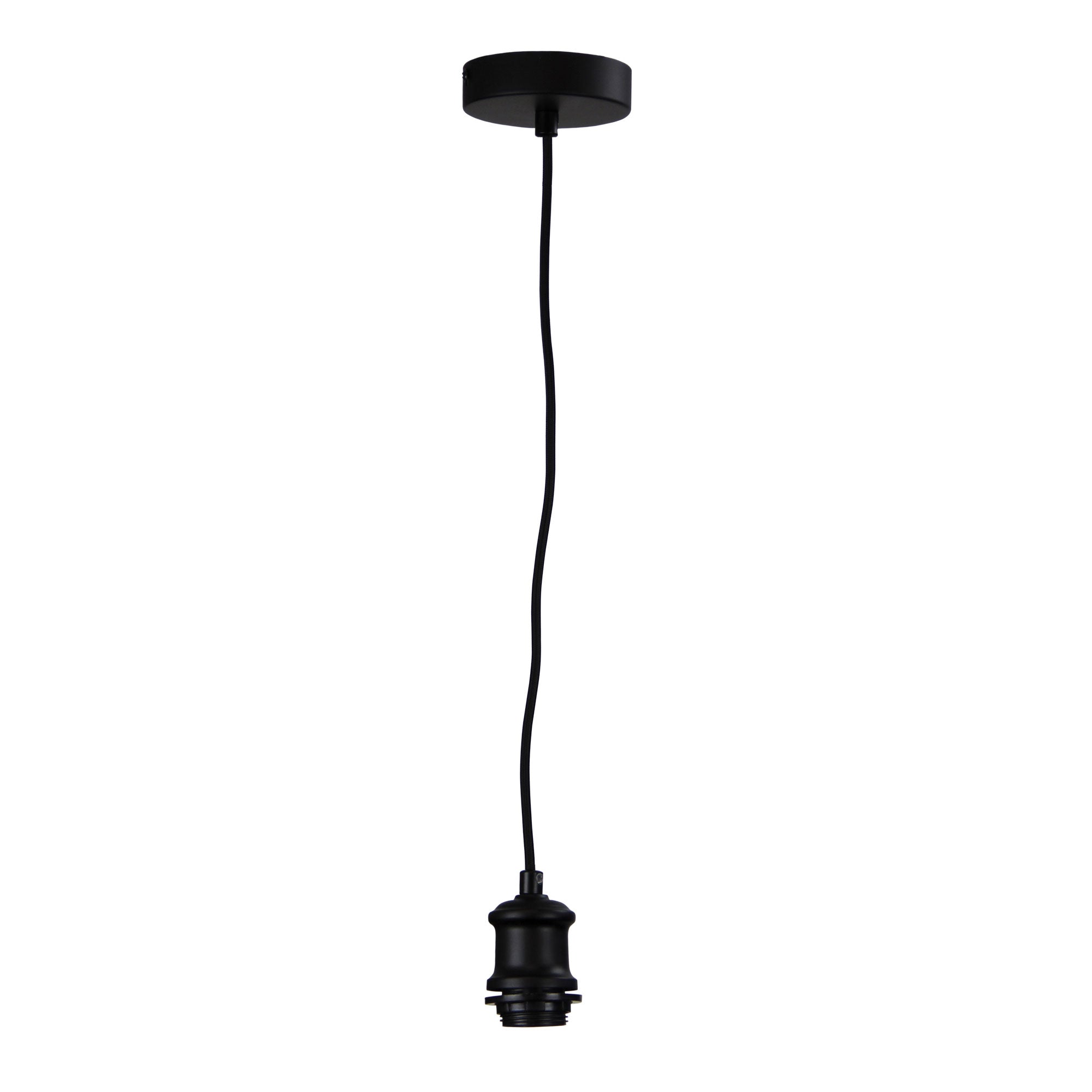 Albany Cloth Cord Suspension Light Fixture in Matt Black - Modern Pendant Lighting for Dining Room, Kitchen Island, and Bedroom Decor